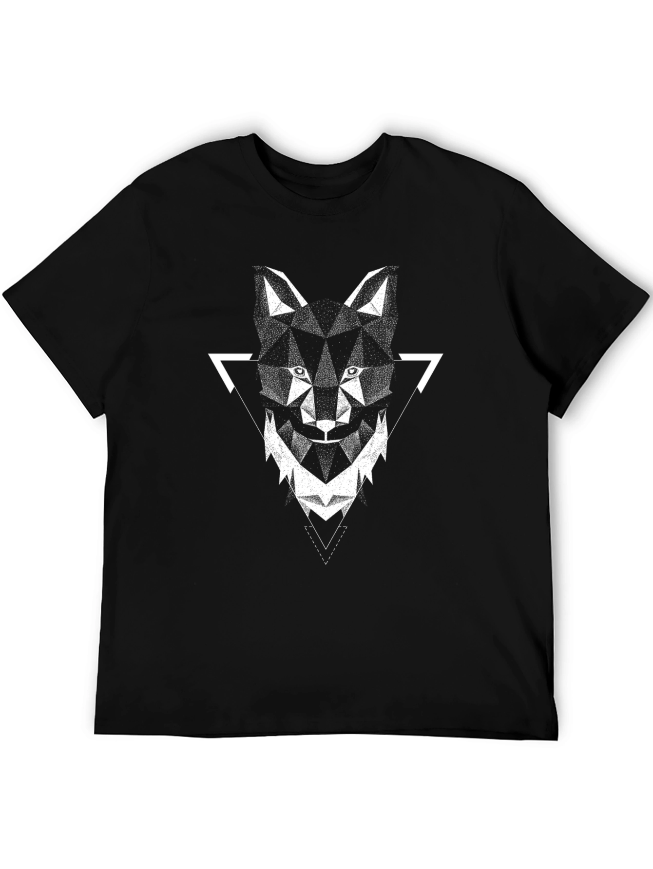 Geometric Wolf Graphic Tee - Modern Mens Shirt