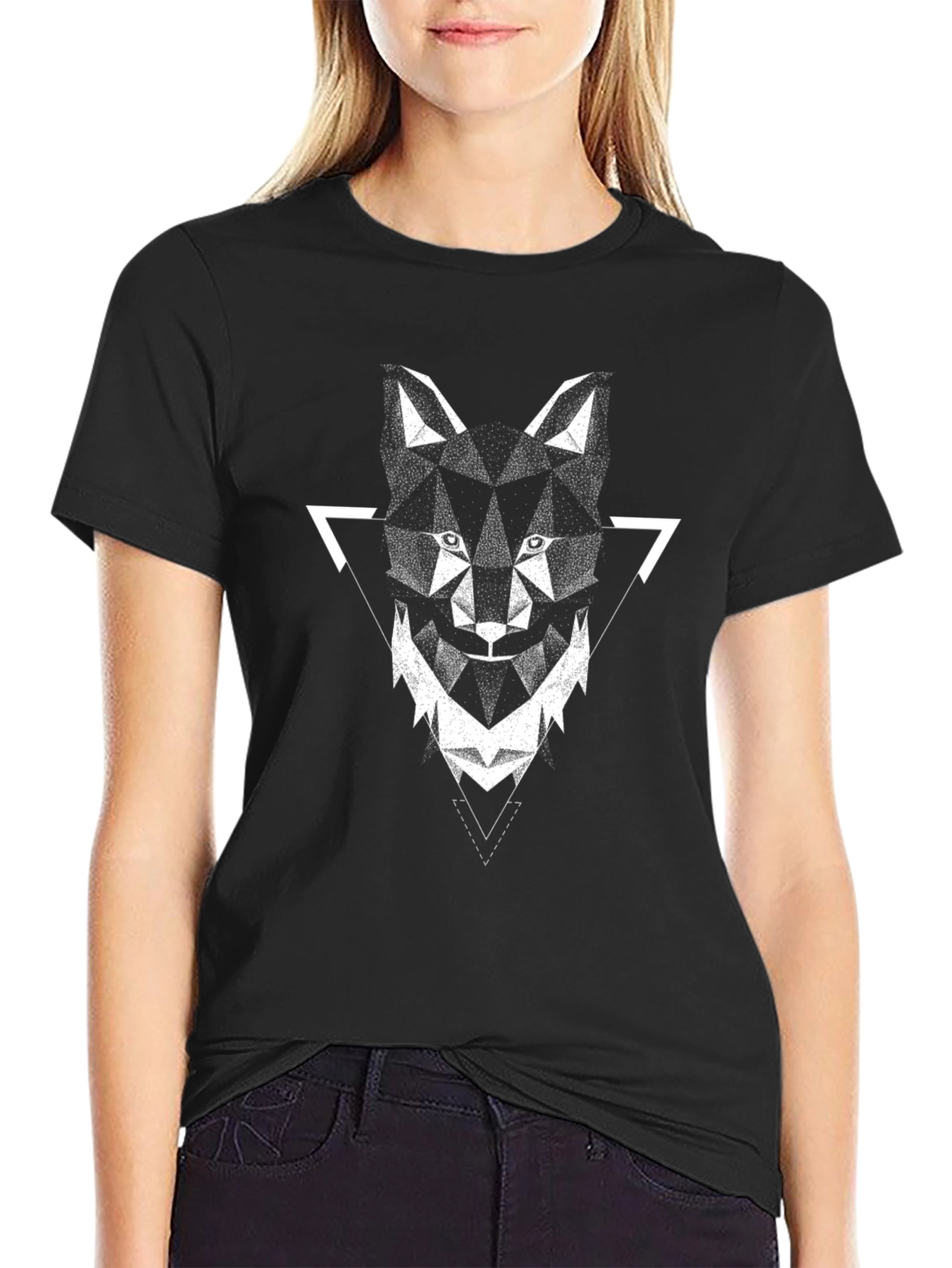 Geometric Wolf Graphic Tee - Modern Mens Shirt