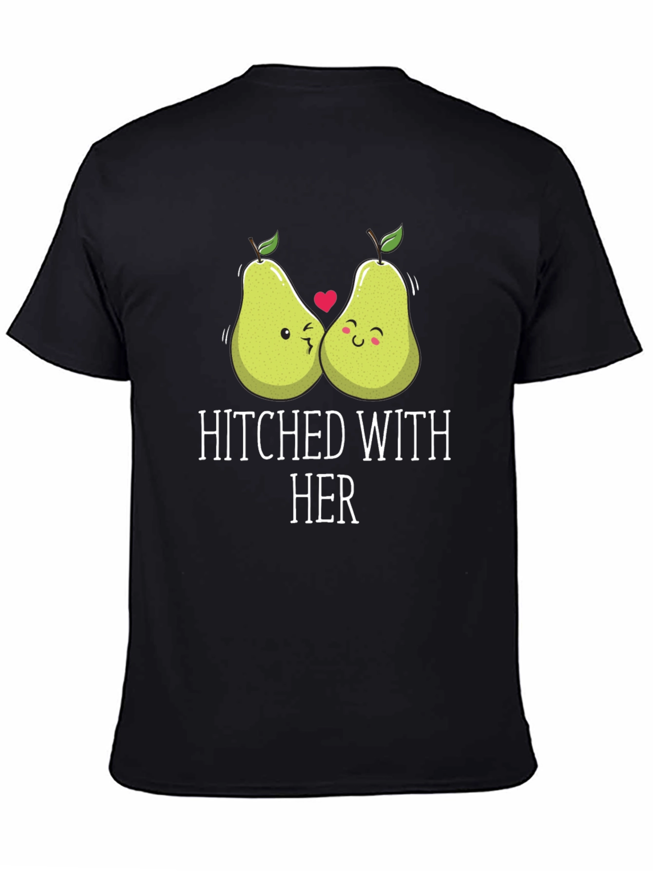 Hitched with Her Cute Pear Couple Graphic T-Shirt