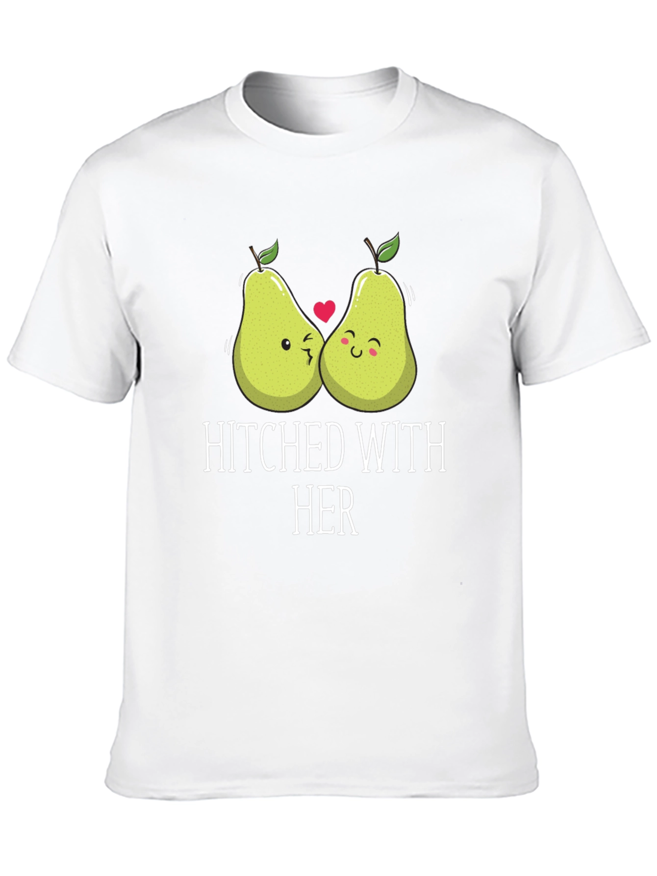Hitched with Her Cute Pear Couple Graphic T-Shirt