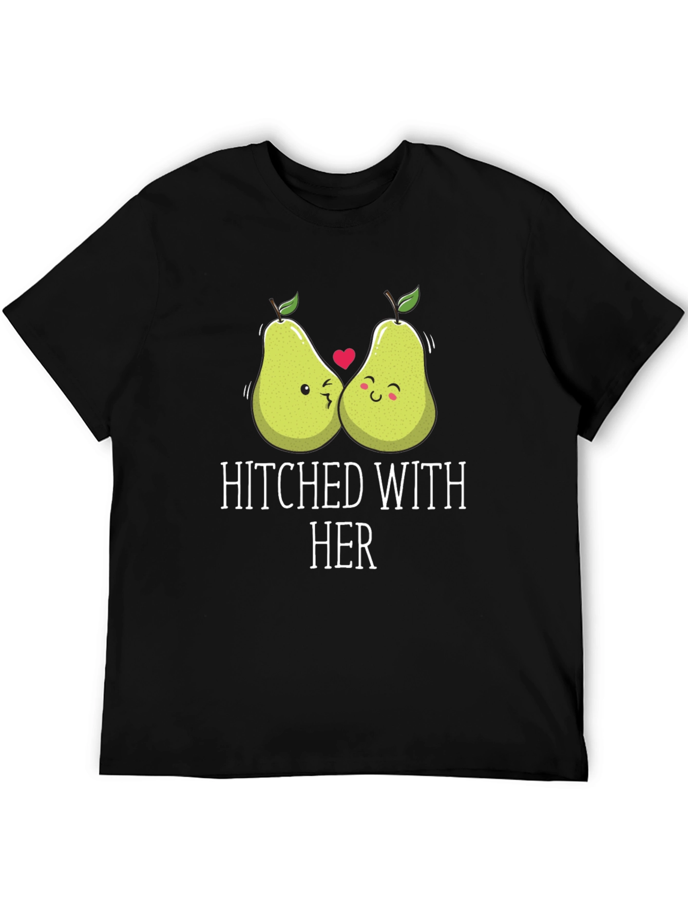 Hitched with Her Cute Pear Couple Graphic T-Shirt