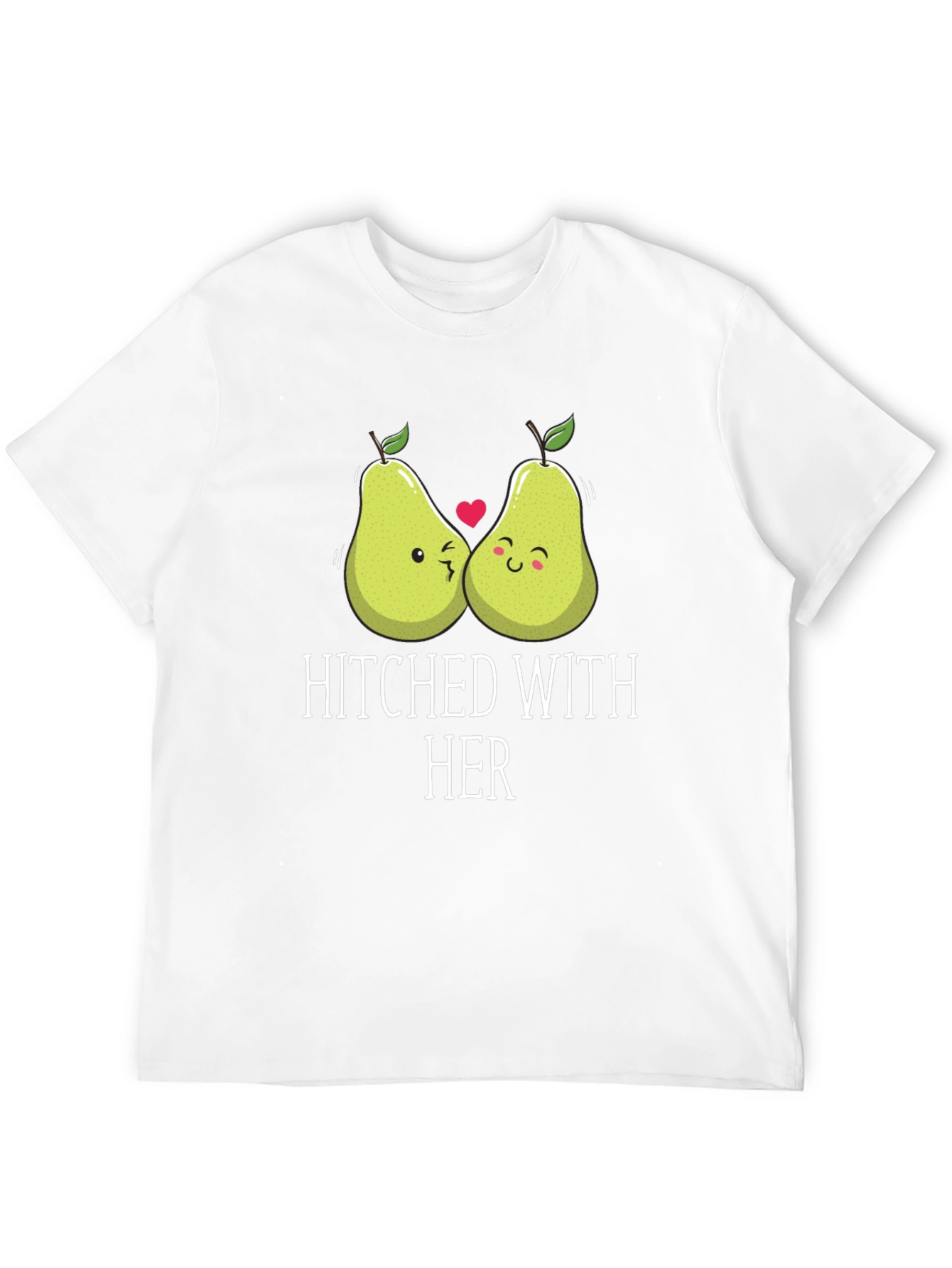 Hitched with Her Cute Pear Couple Graphic T-Shirt