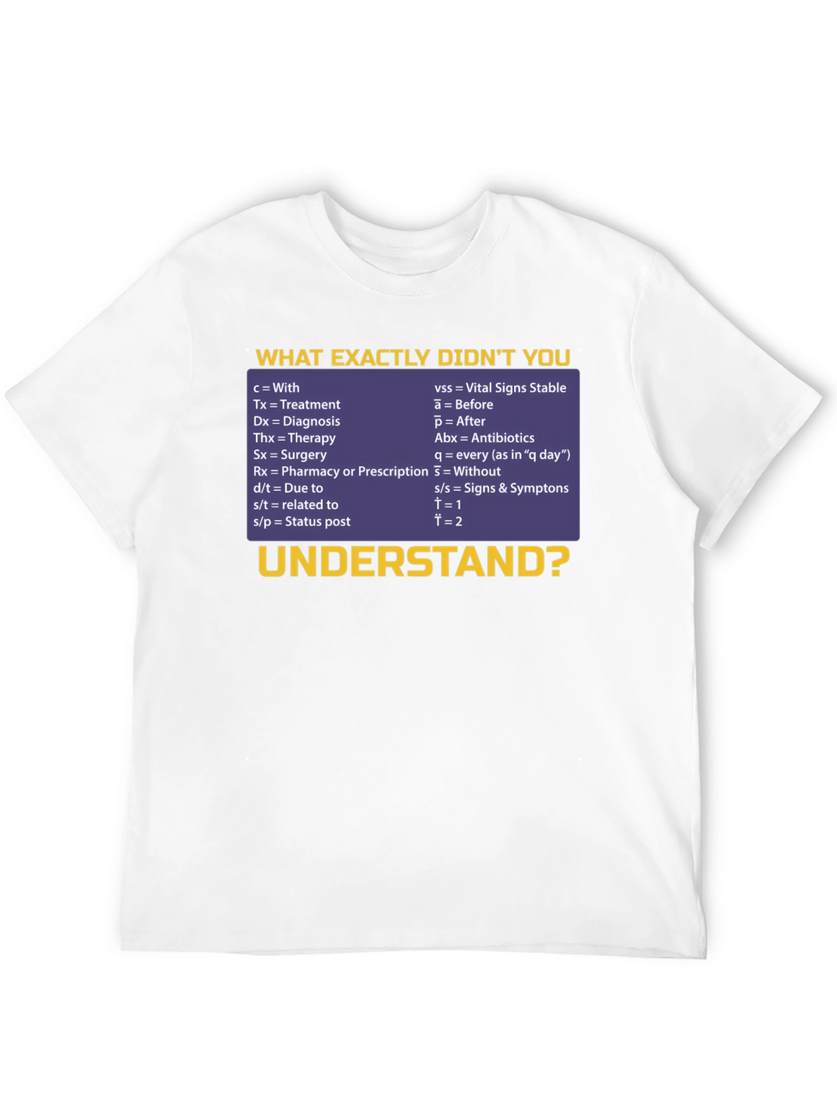 Medical Abbreviation T-Shirt: Doctor Nurse Funny Tee