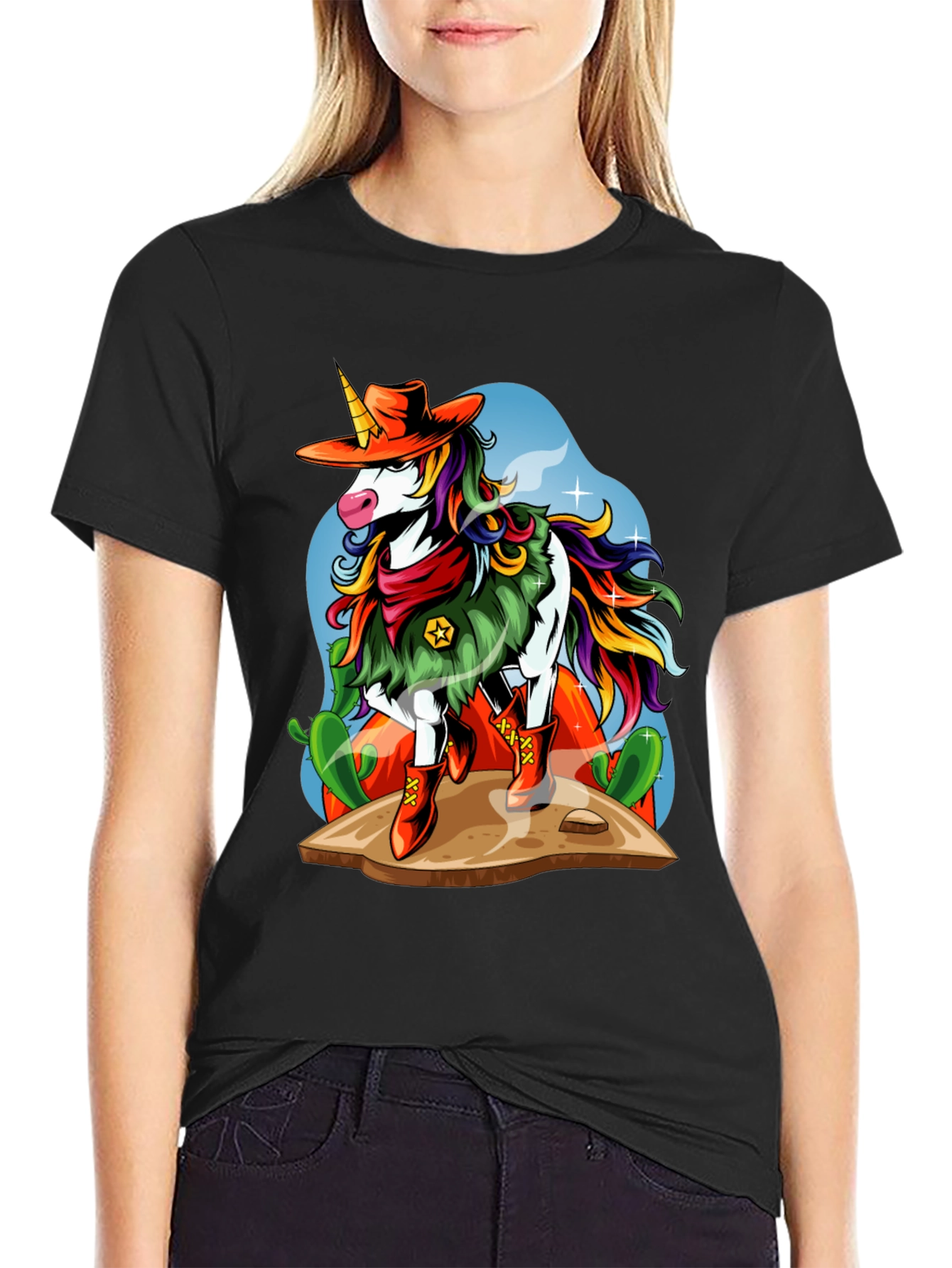 Cowboy Unicorn Graphic T-Shirt