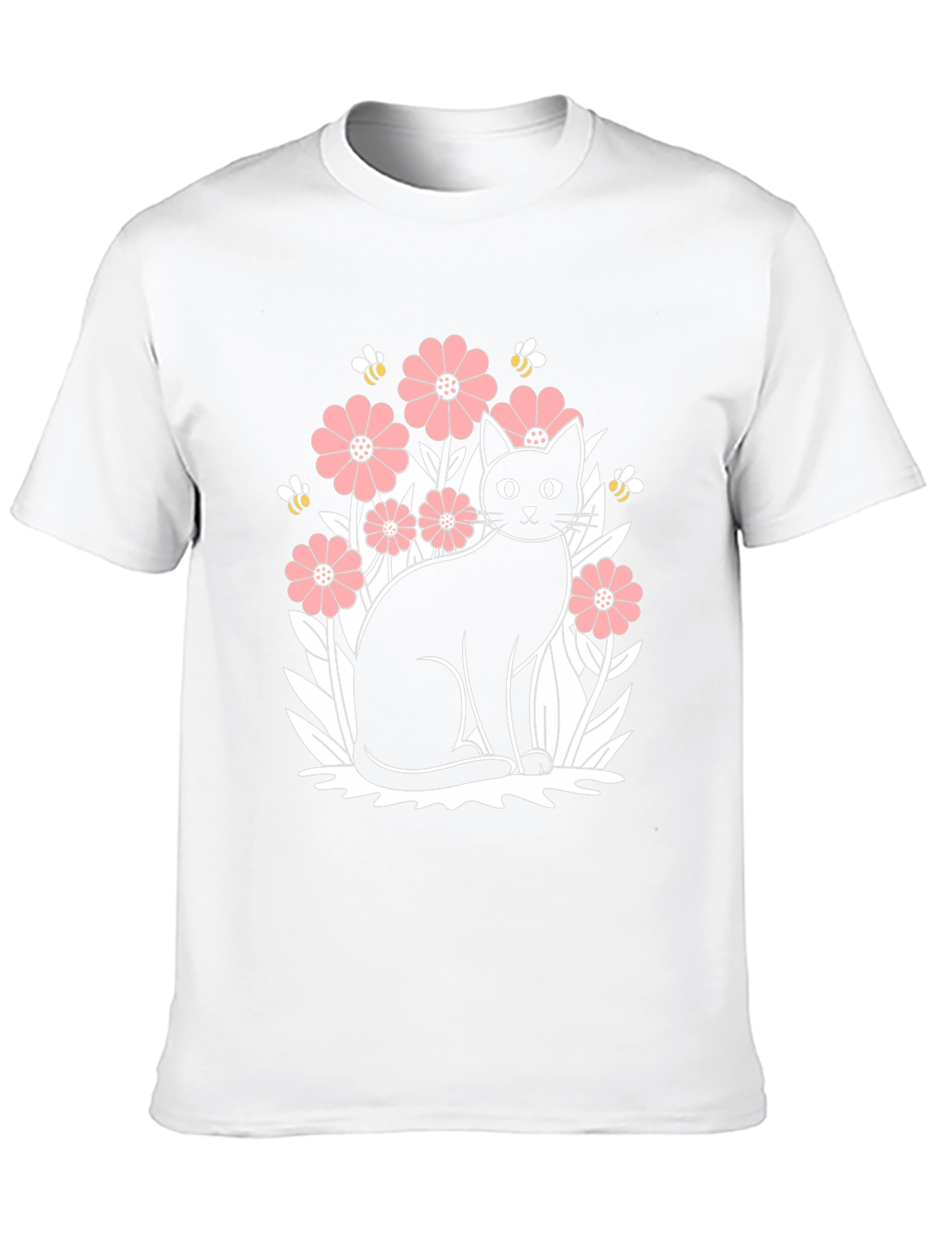 Black Cat Floral Graphic T-Shirt