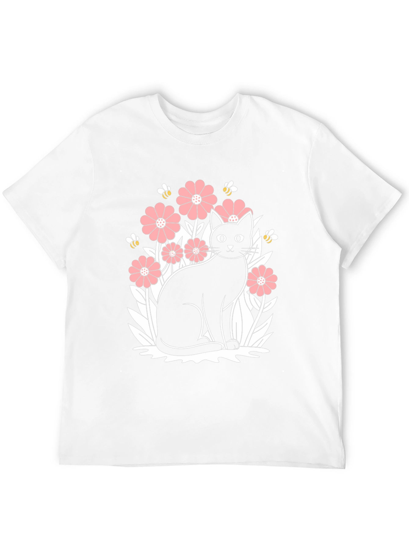 Black Cat Floral Graphic T-Shirt