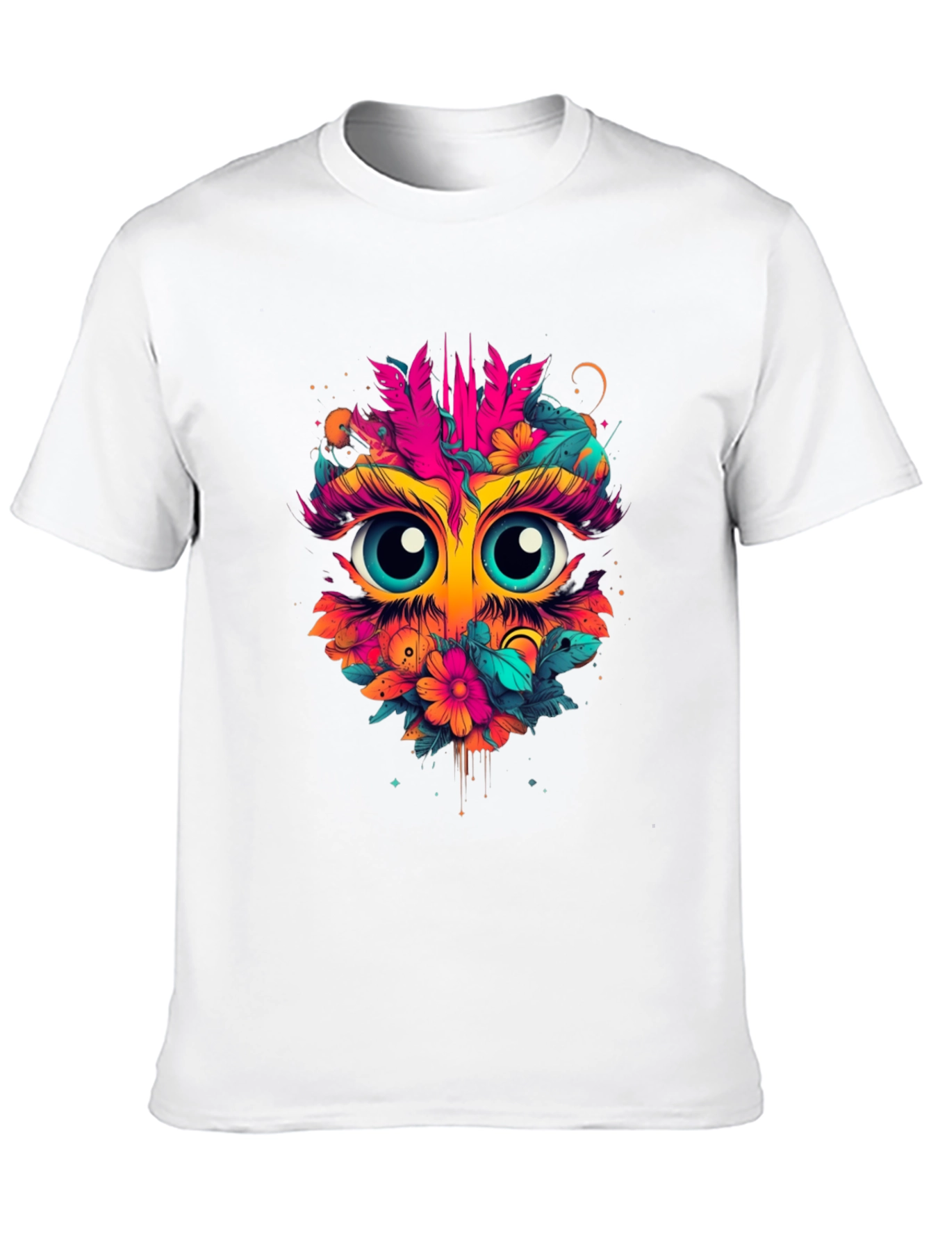 Eye-Catching Floral Owl Graphic Tee - Black