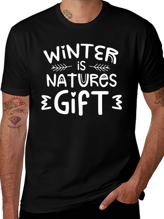 Winter is Natures Gift Black Graphic T-Shirt