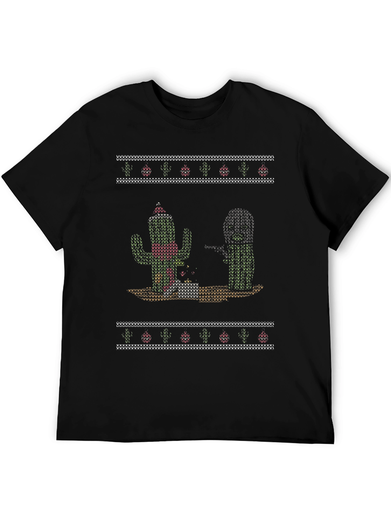 Cactus Christmas Pattern T-Shirt