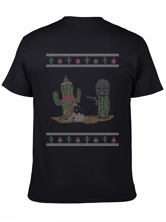 Cactus Christmas Pattern T-Shirt