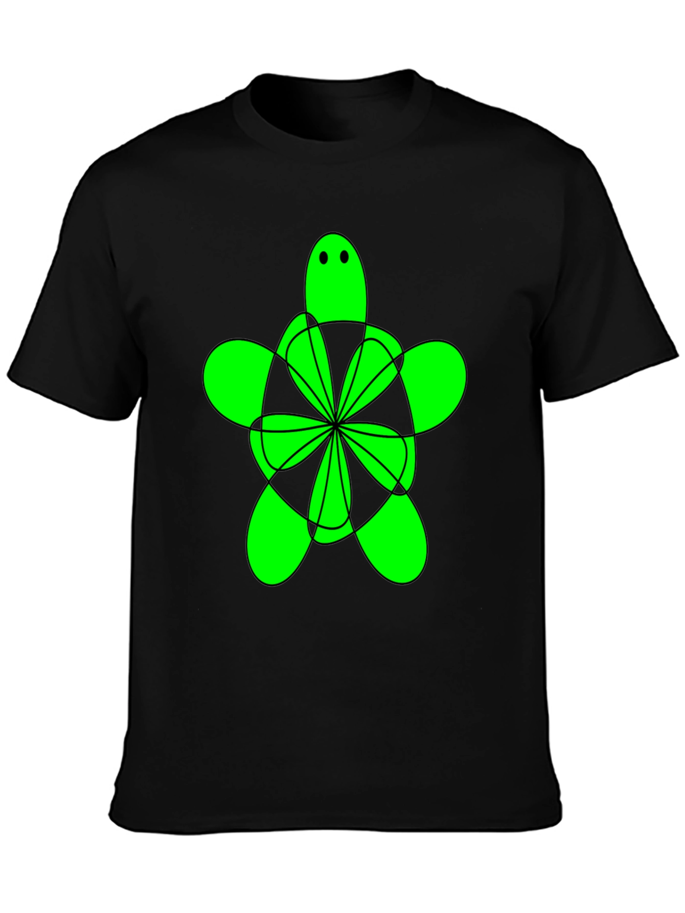 Green Turtle Graphic Tee - Mens Black Shirt