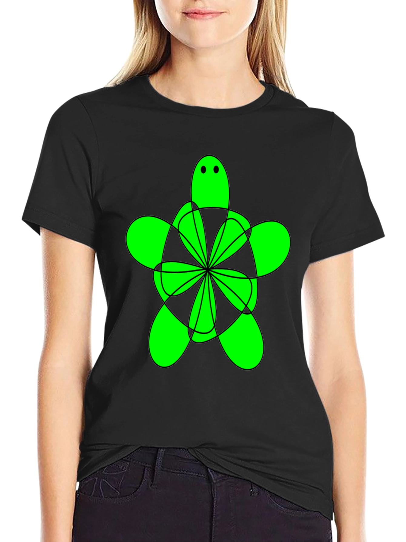 Green Turtle Graphic Tee - Mens Black Shirt