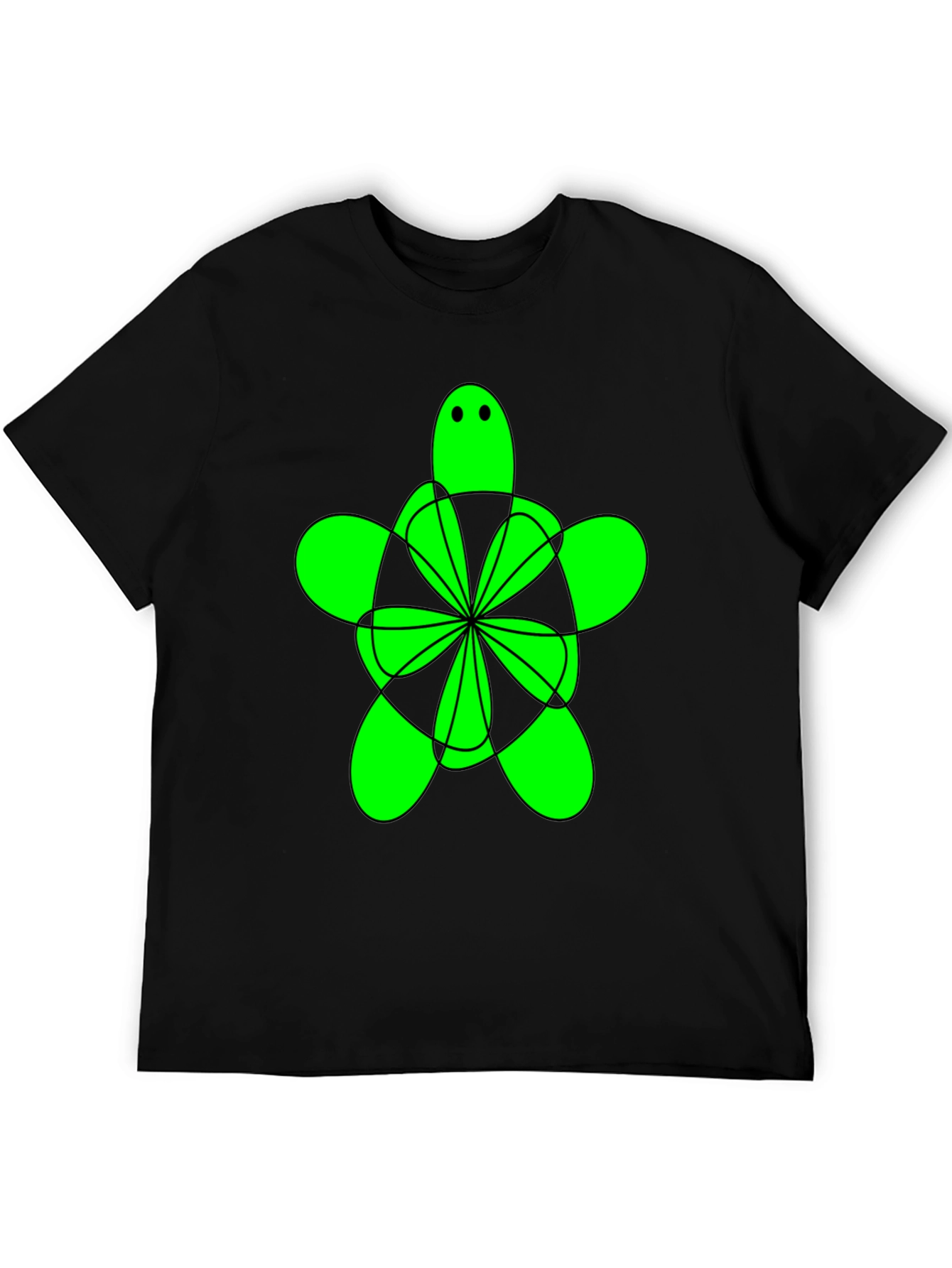 Green Turtle Graphic Tee - Mens Black Shirt