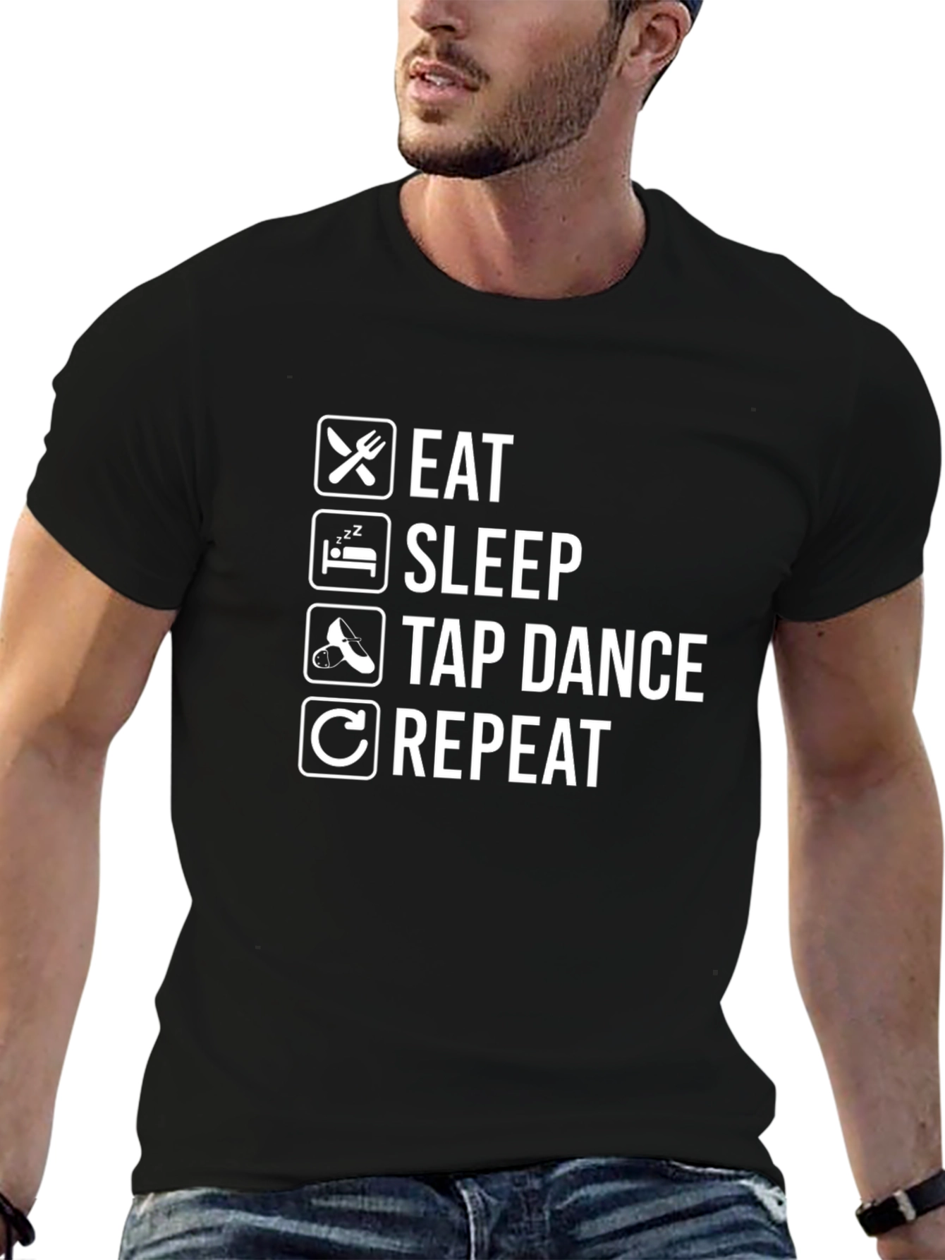 Eat Sleep Tap Dance Repeat Black T-Shirt