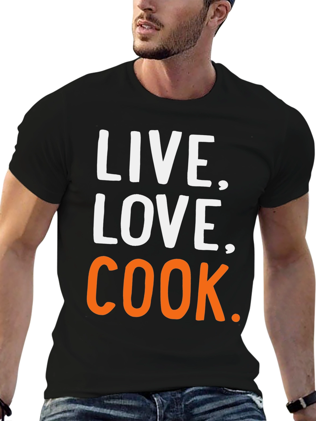 Live Love Cook Graphic Tee - Black Casual T-Shirt