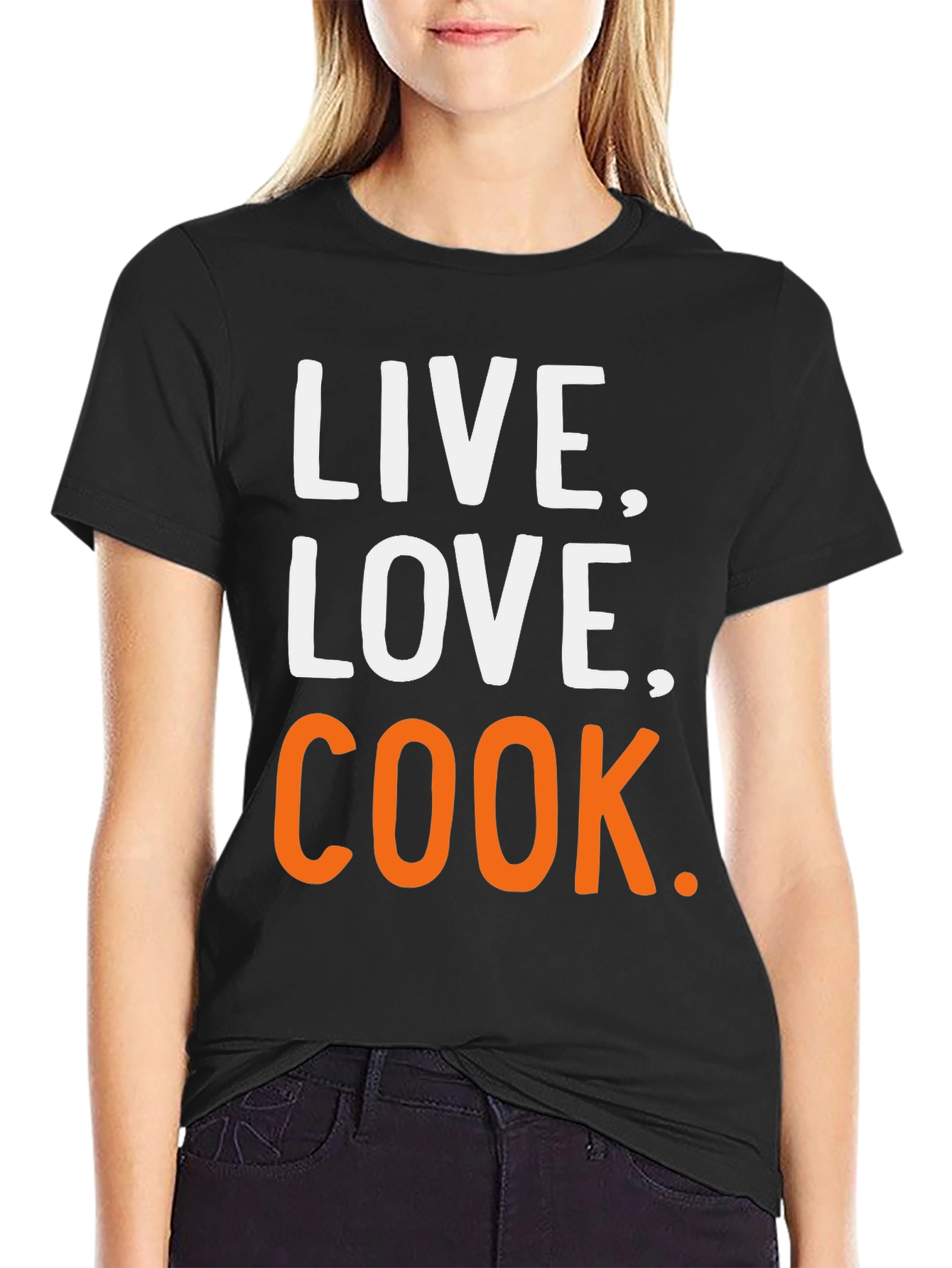 Live Love Cook Graphic Tee - Black Casual T-Shirt