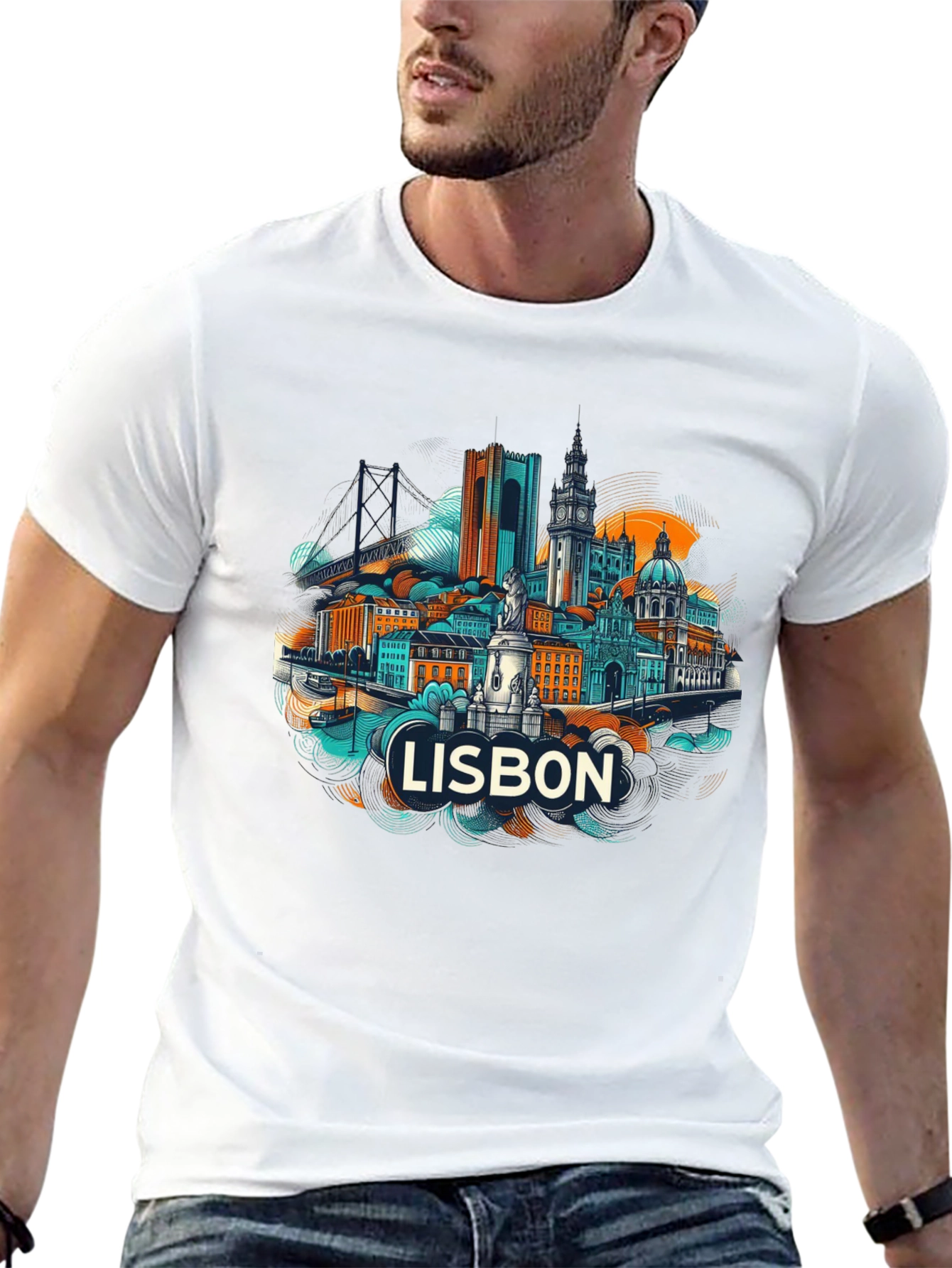 Lisbon Cityscape Graphic T-Shirt