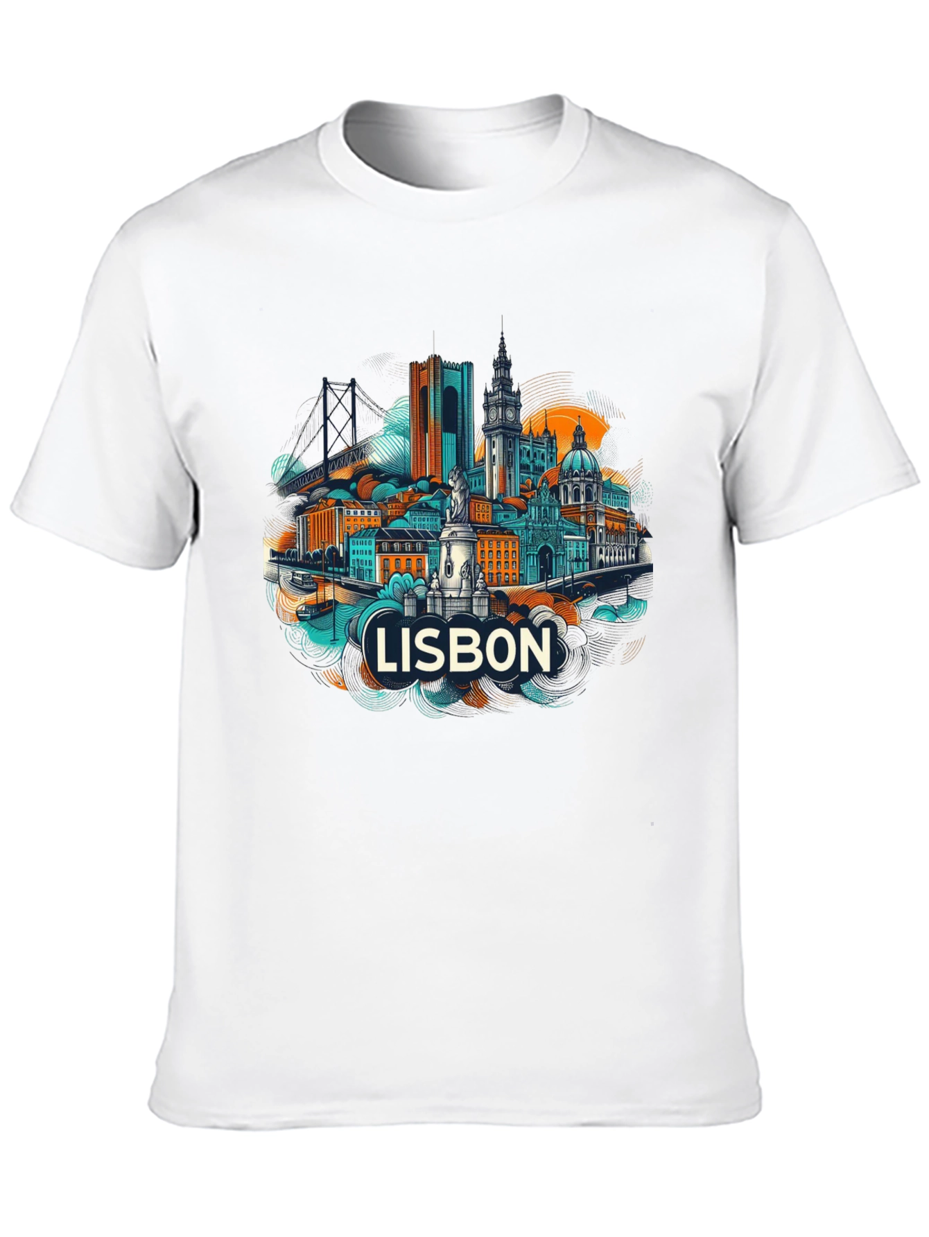 Lisbon Cityscape Graphic T-Shirt