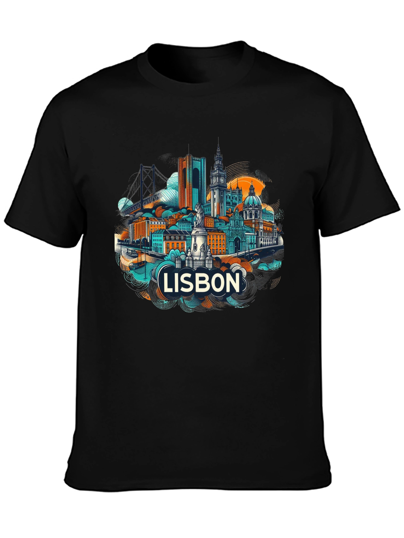 Lisbon Cityscape Graphic T-Shirt