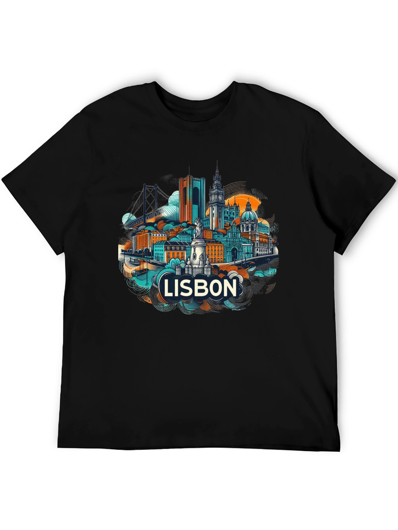 Lisbon Cityscape Graphic T-Shirt