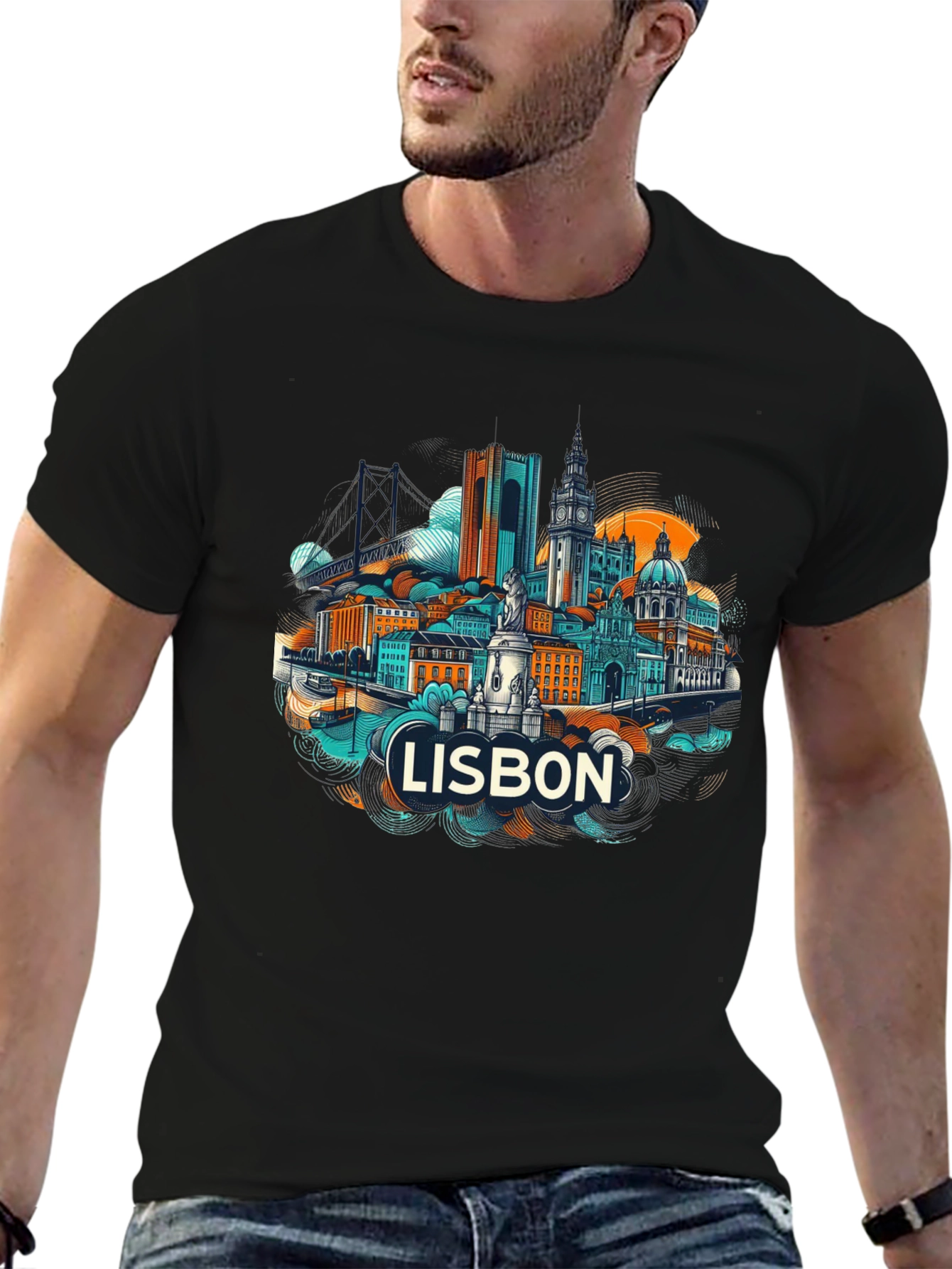 Lisbon Cityscape Graphic T-Shirt