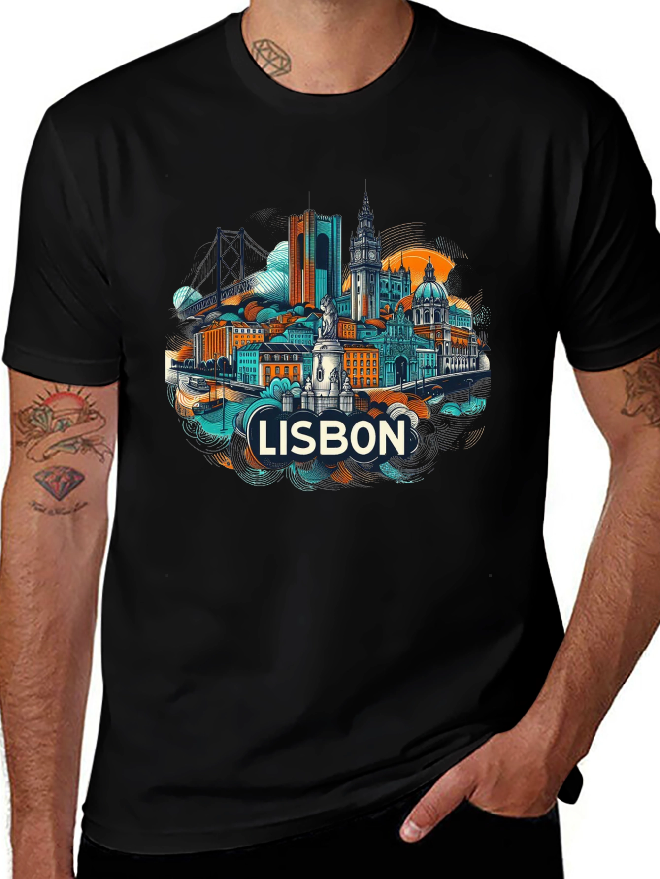 Lisbon Cityscape Graphic T-Shirt