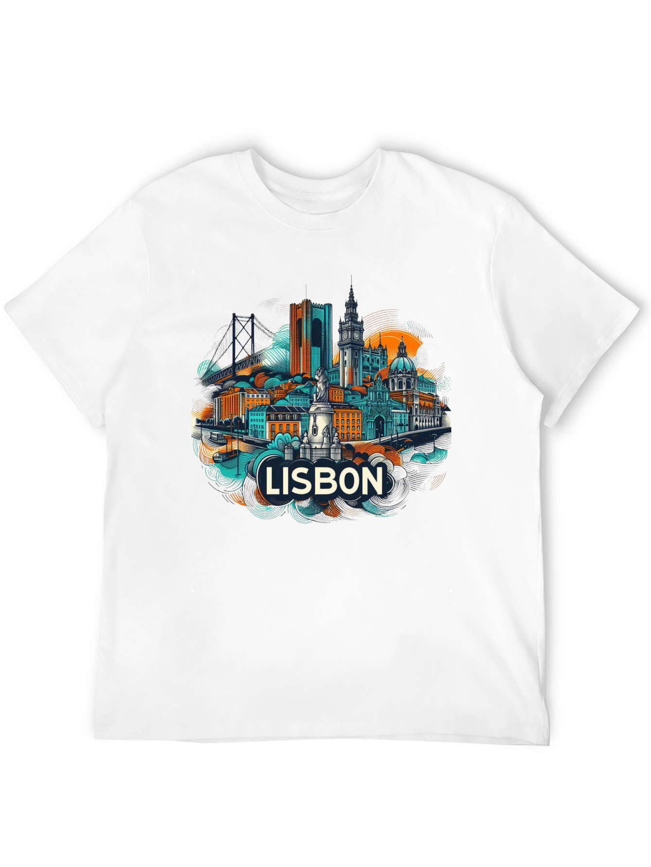 Lisbon Cityscape Graphic T-Shirt
