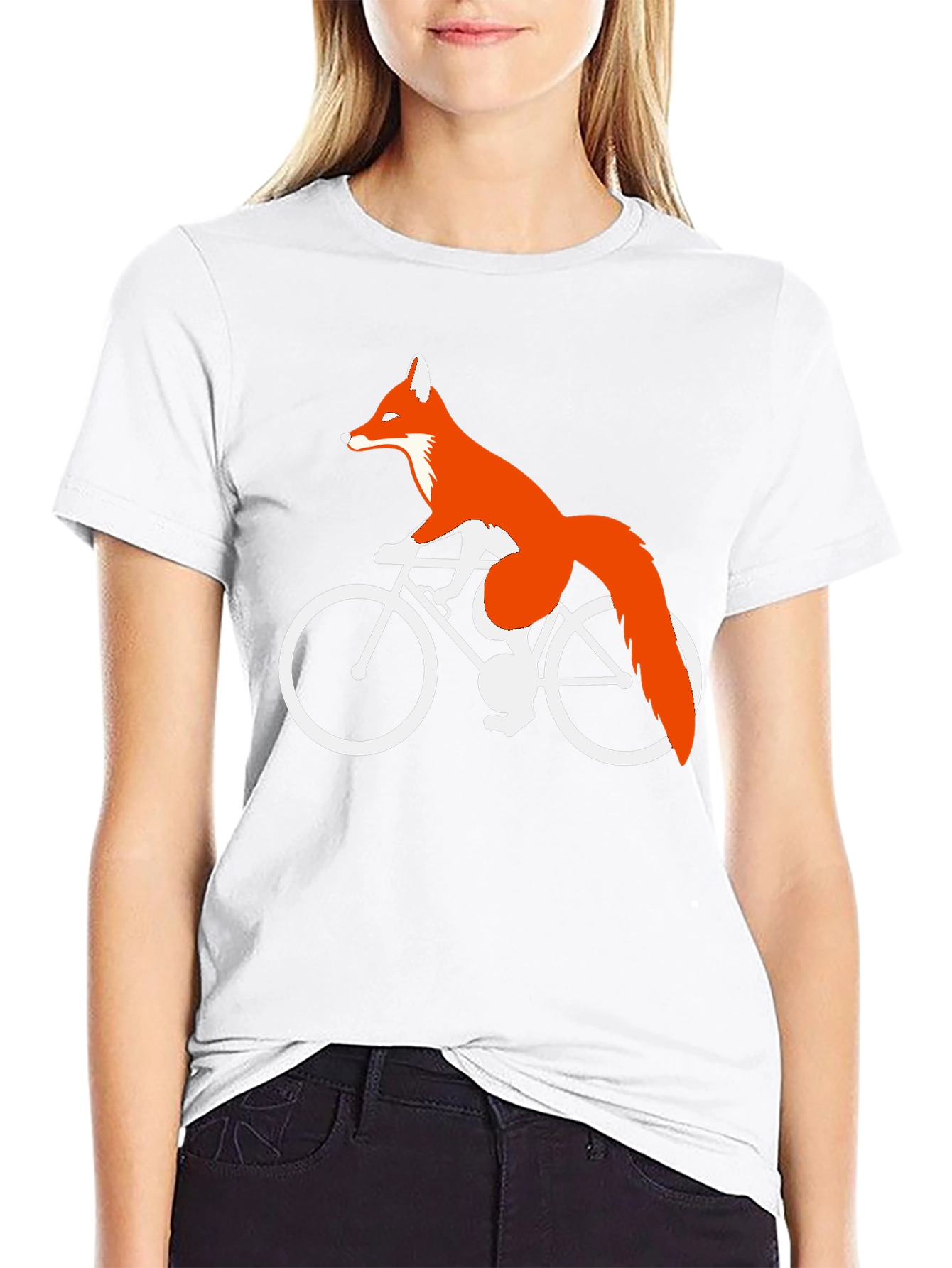 Fox on Bike Graphic Tee - Cool Animal Shirt