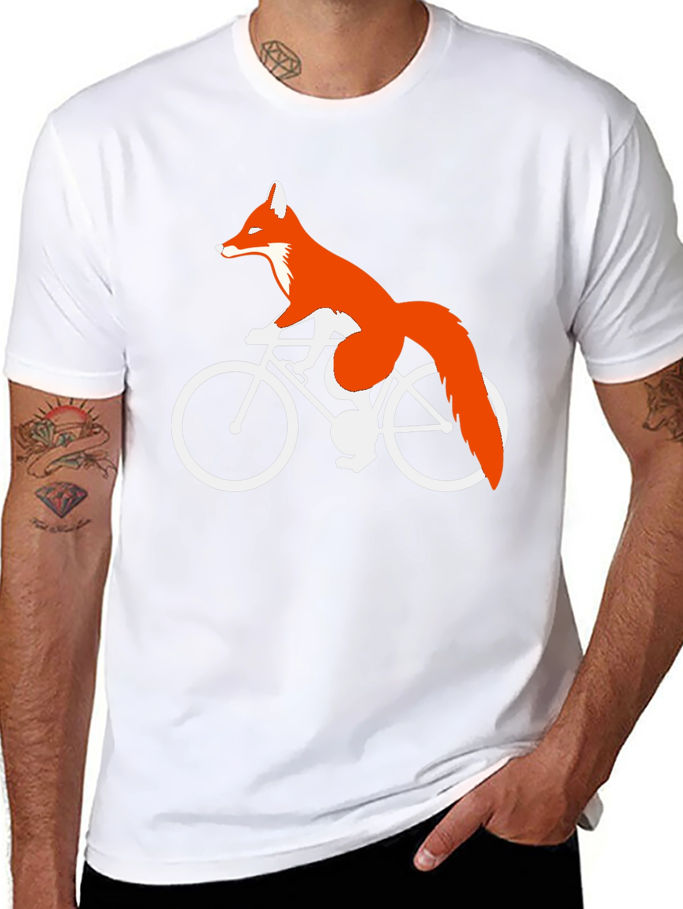 Fox on Bike Graphic Tee - Cool Animal Shirt