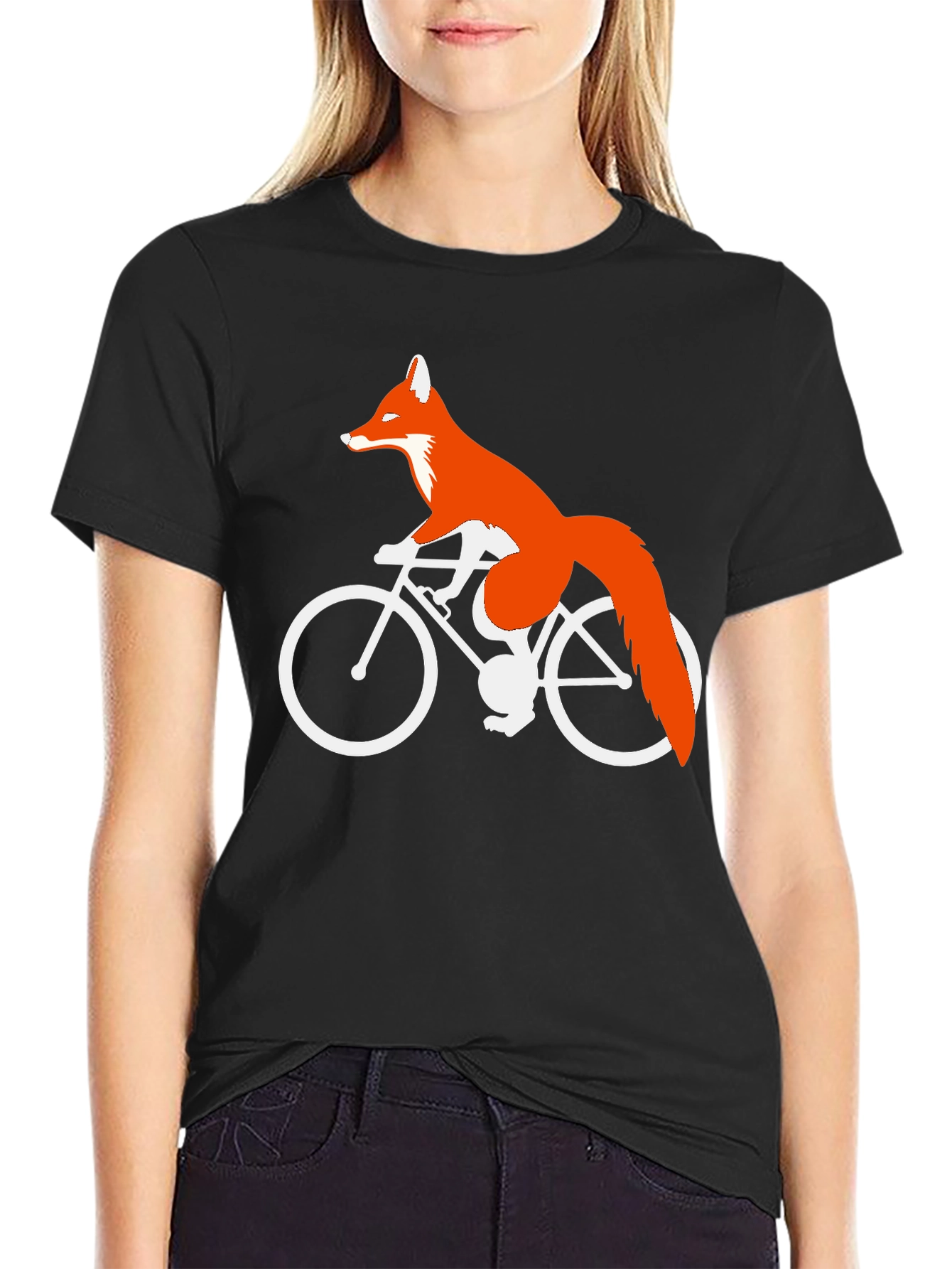 Fox on Bike Graphic Tee - Cool Animal Shirt