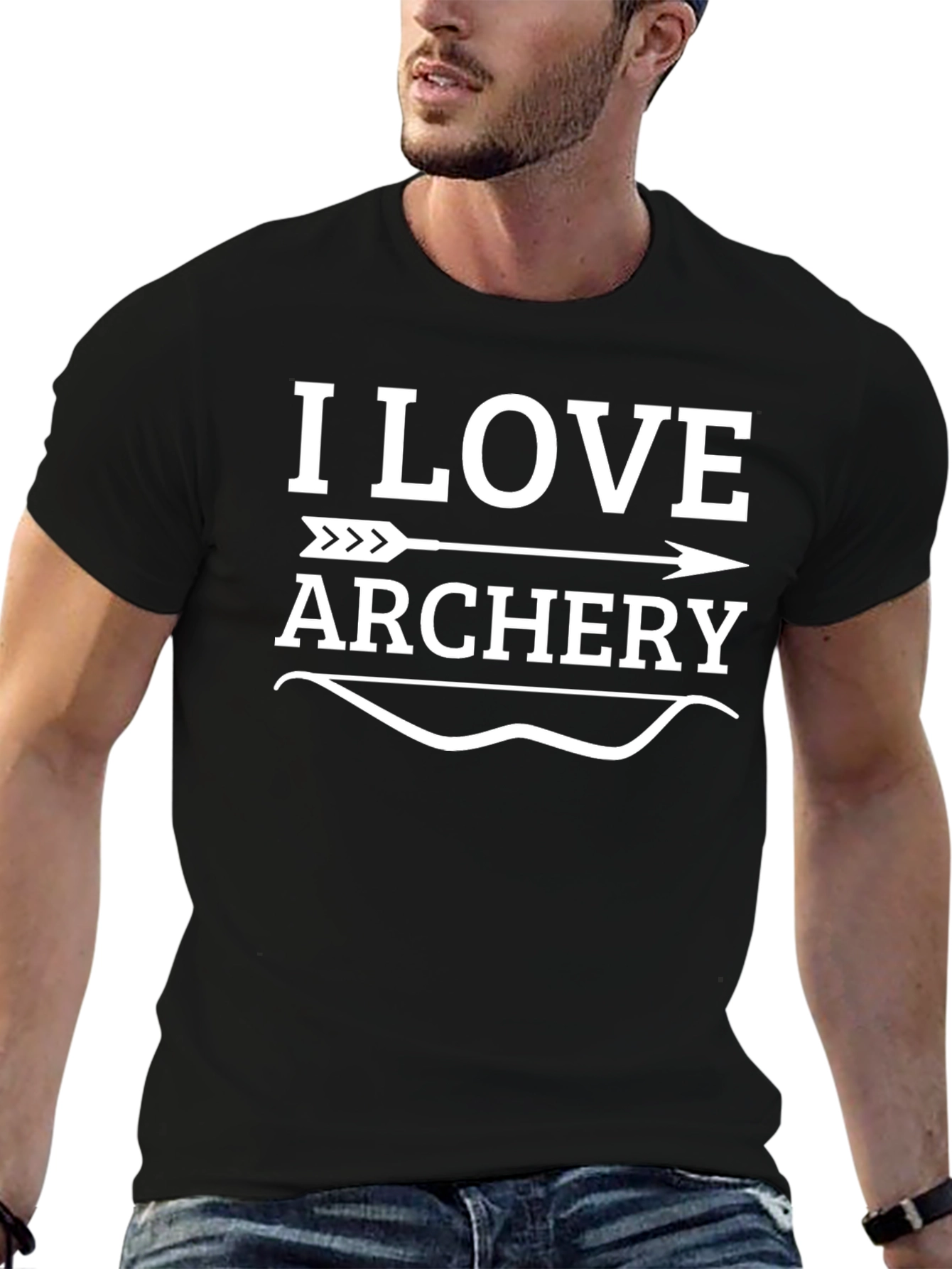 I Love Archery Graphic T-Shirt - Black