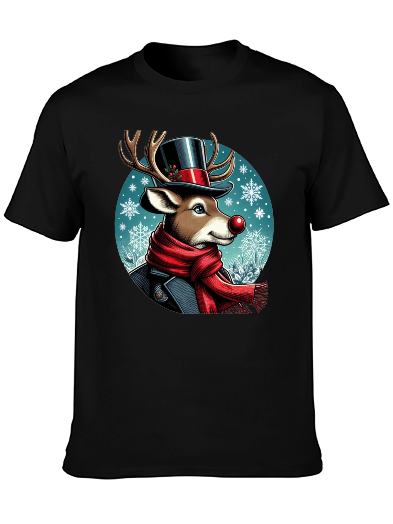 Festive Reindeer Graphic Tee - Holiday Style