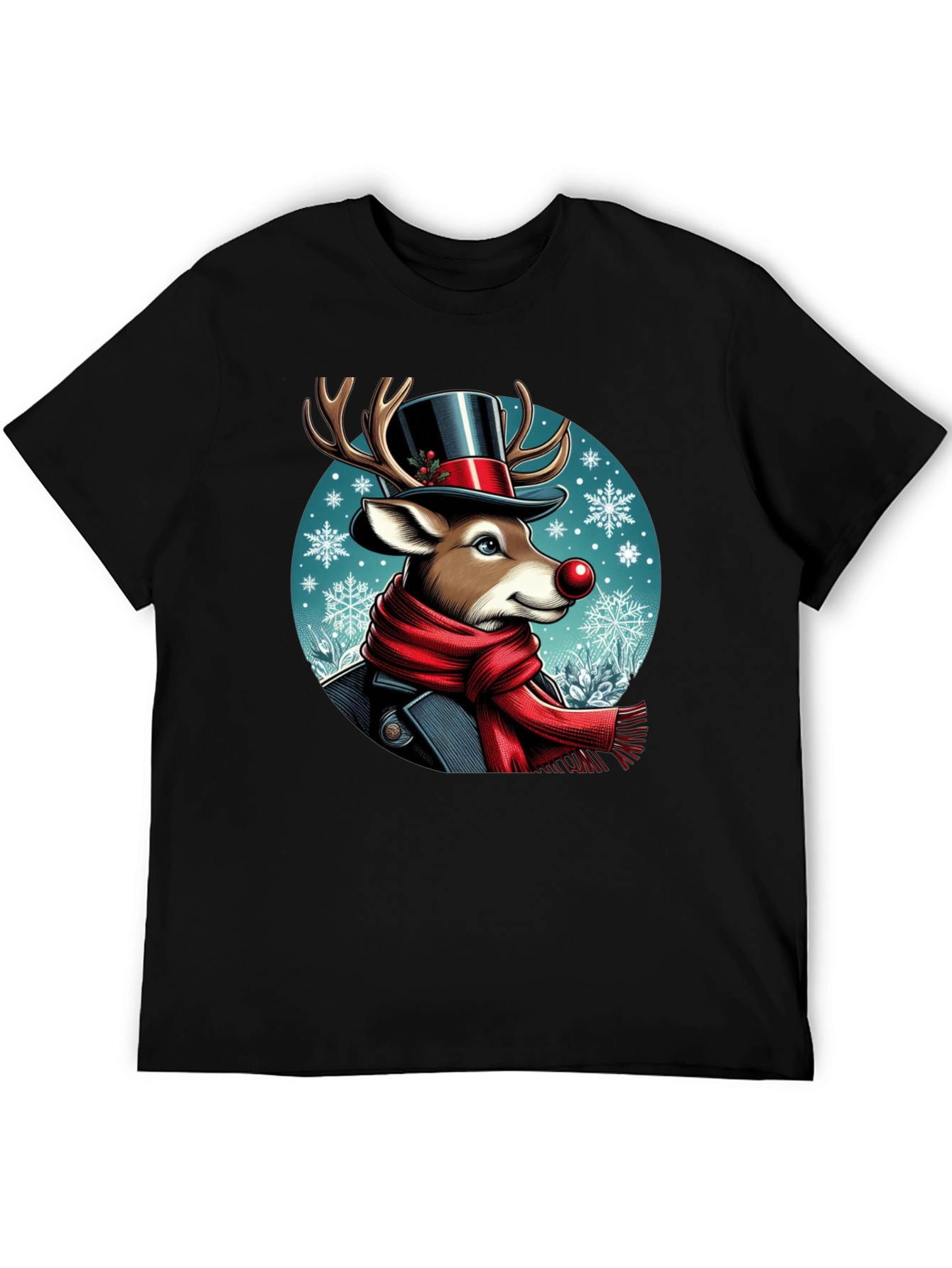 Festive Reindeer Graphic Tee - Holiday Style