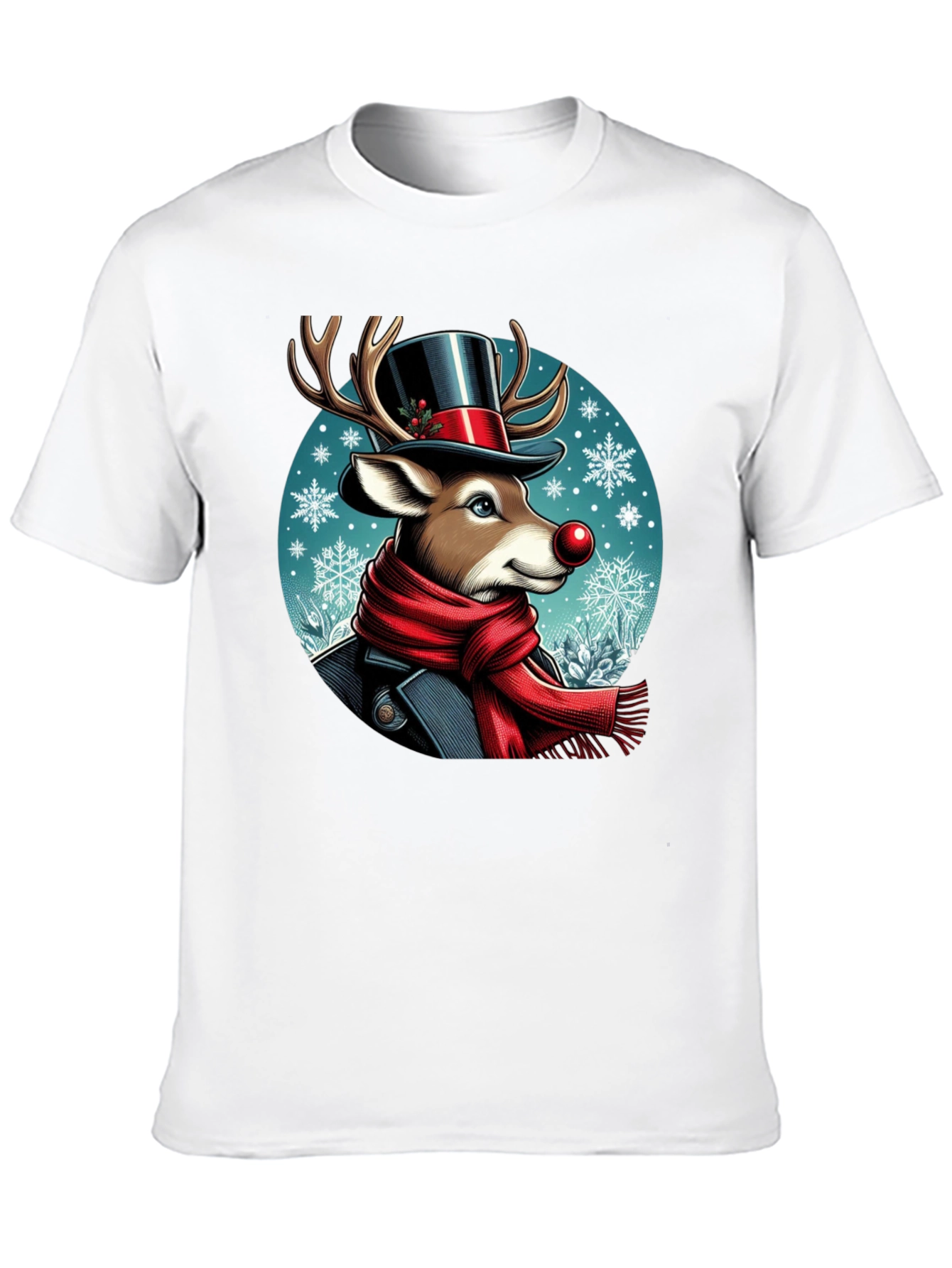 Festive Reindeer Graphic Tee - Holiday Style