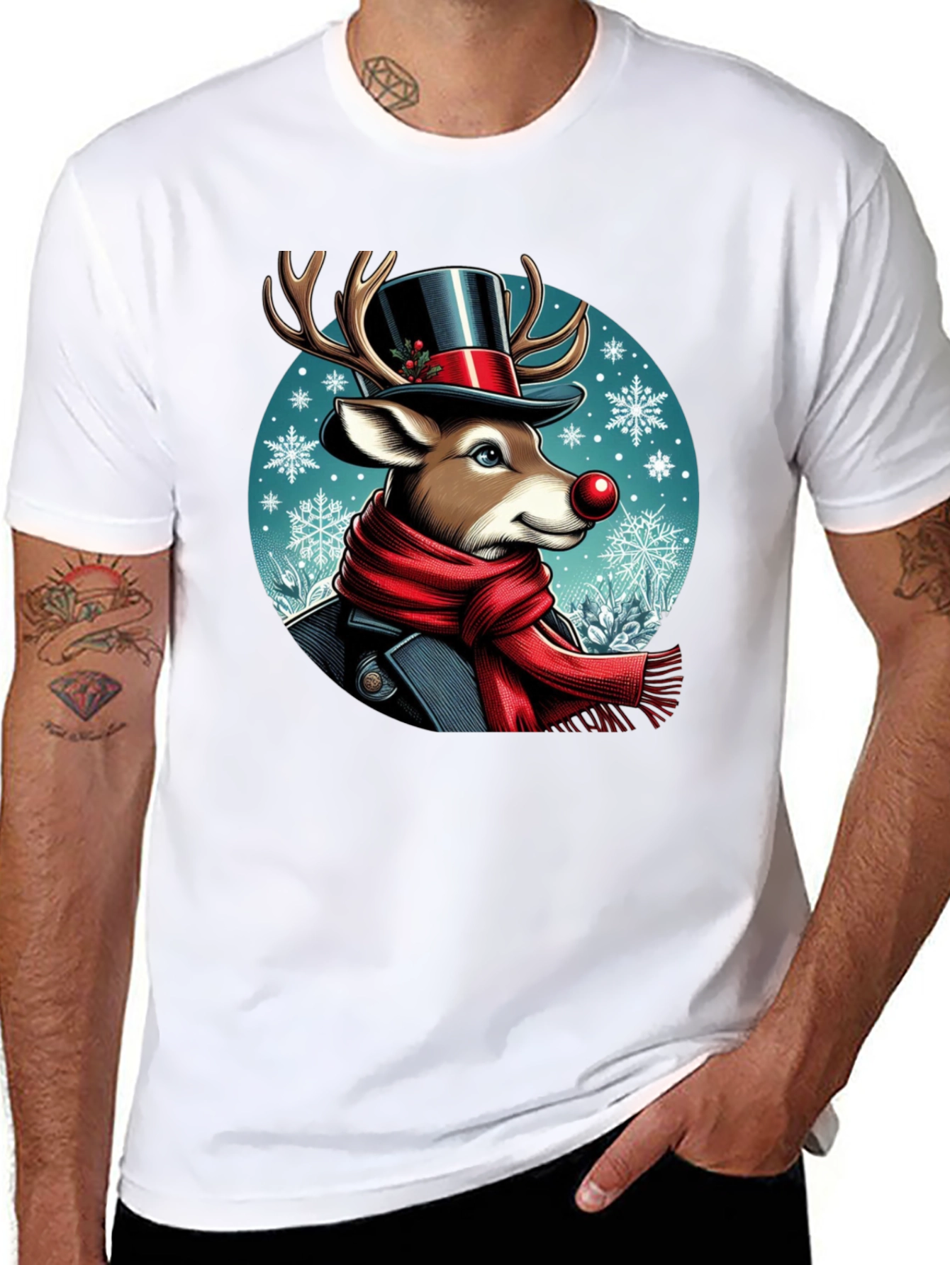 Festive Reindeer Graphic Tee - Holiday Style