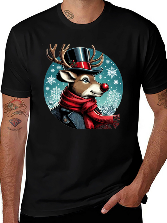 Festive Reindeer Graphic Tee - Holiday Style