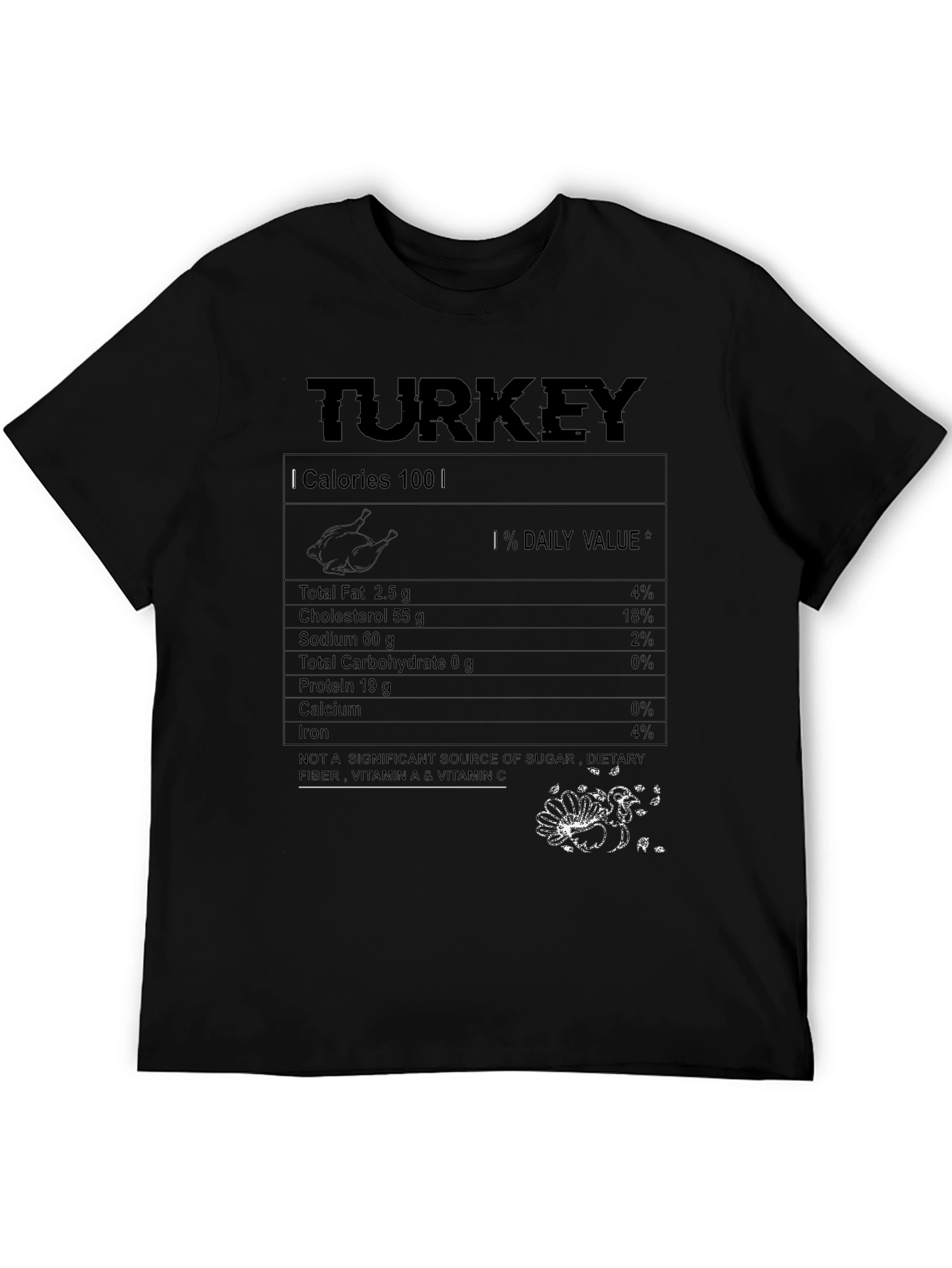 Funny Thanksgiving Turkey Nutrition Facts T-Shirt
