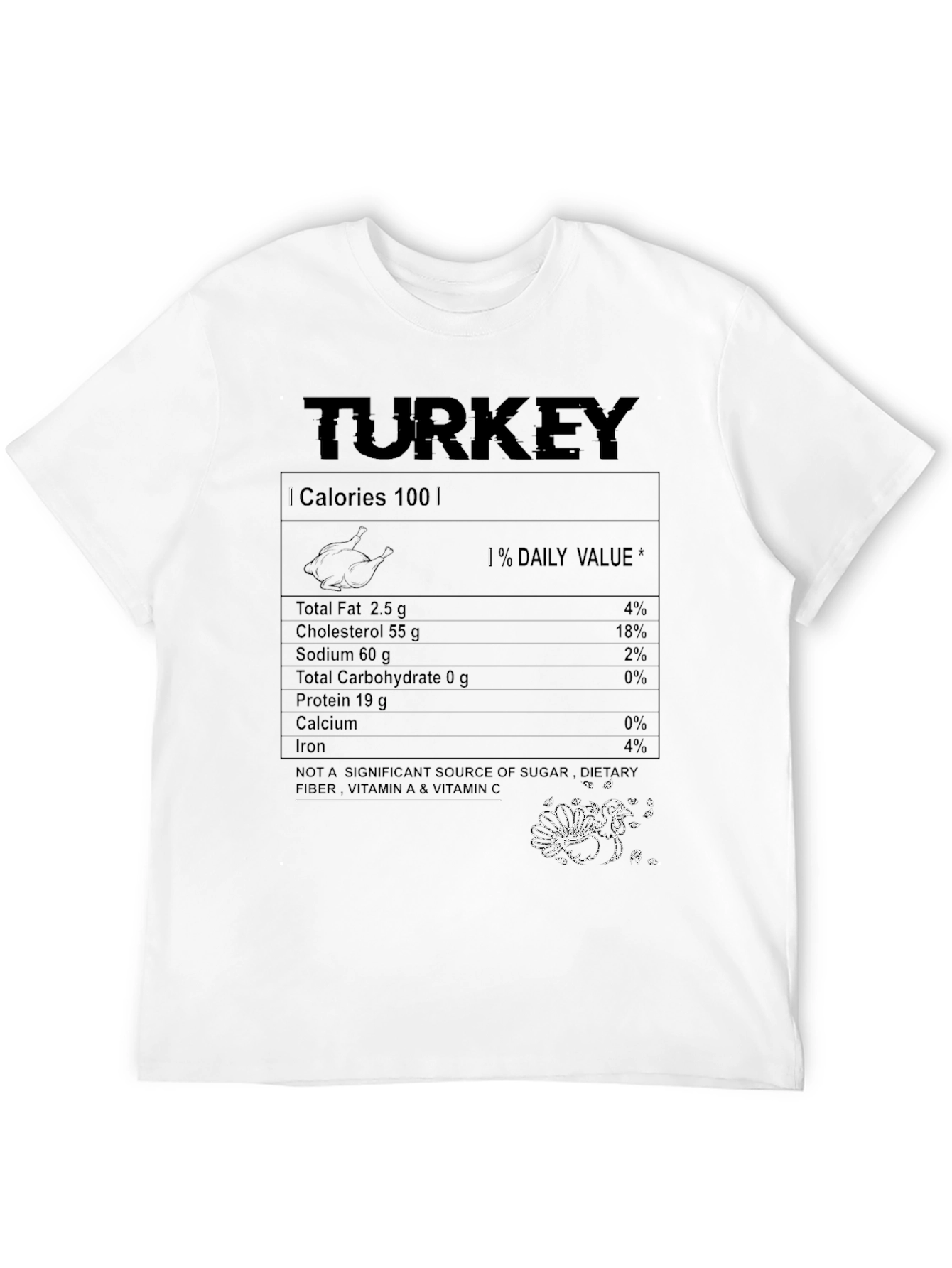 Funny Thanksgiving Turkey Nutrition Facts T-Shirt