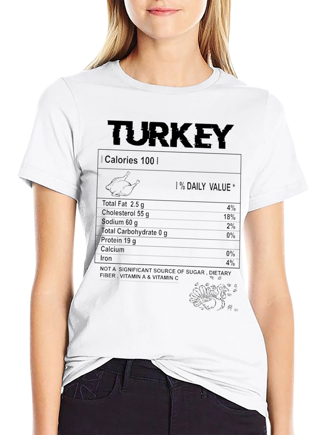 Funny Thanksgiving Turkey Nutrition Facts T-Shirt