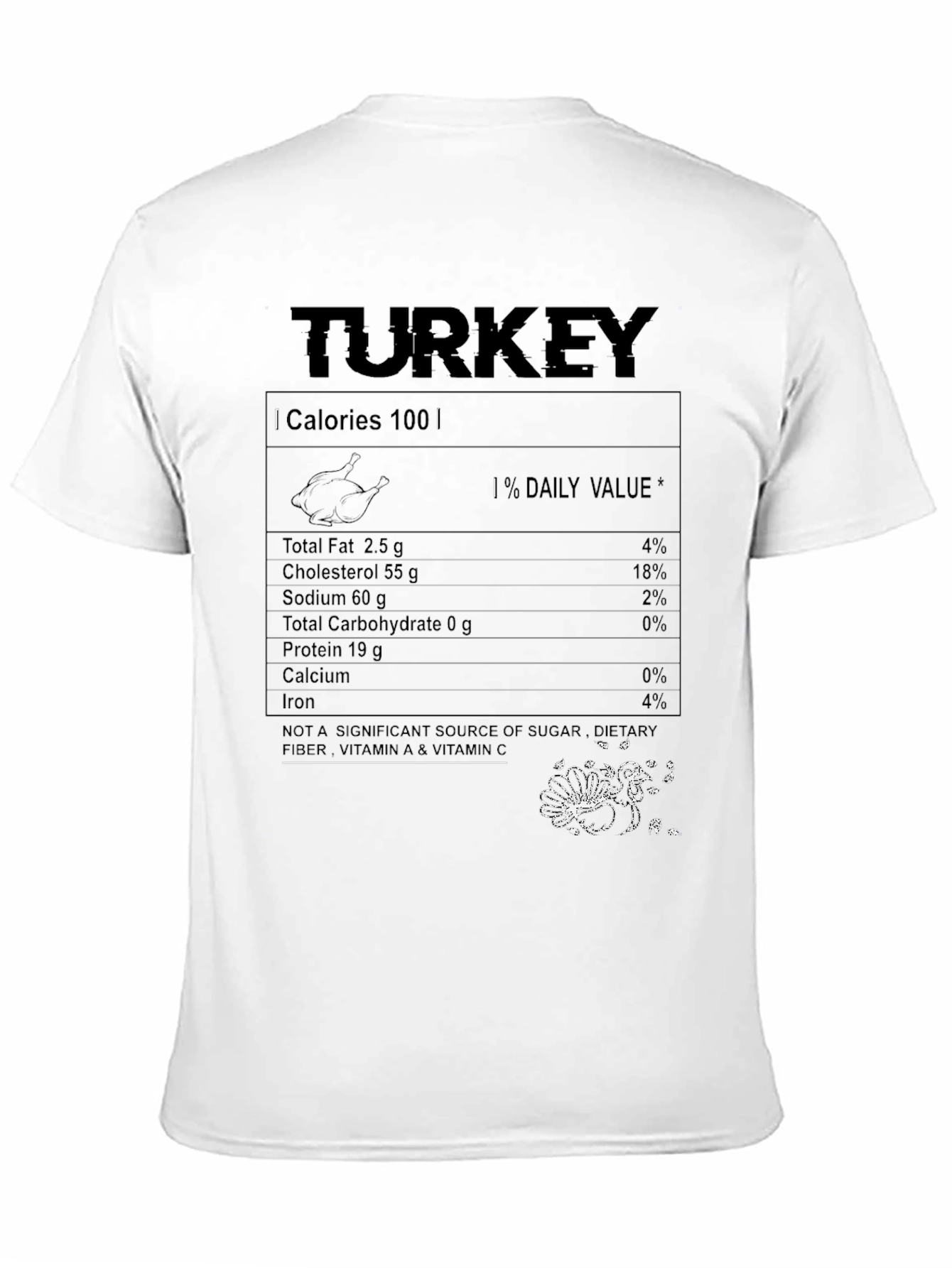 Funny Thanksgiving Turkey Nutrition Facts T-Shirt