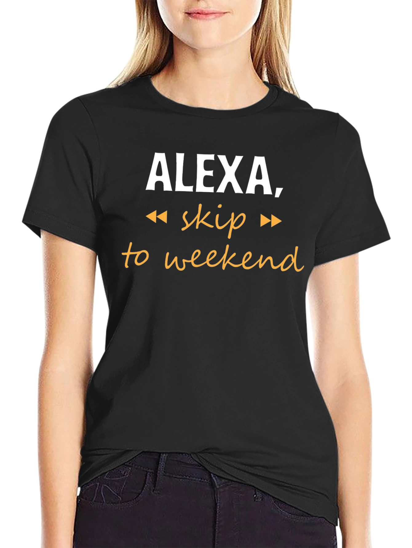 Alexa Skip to Weekend Black T-Shirt