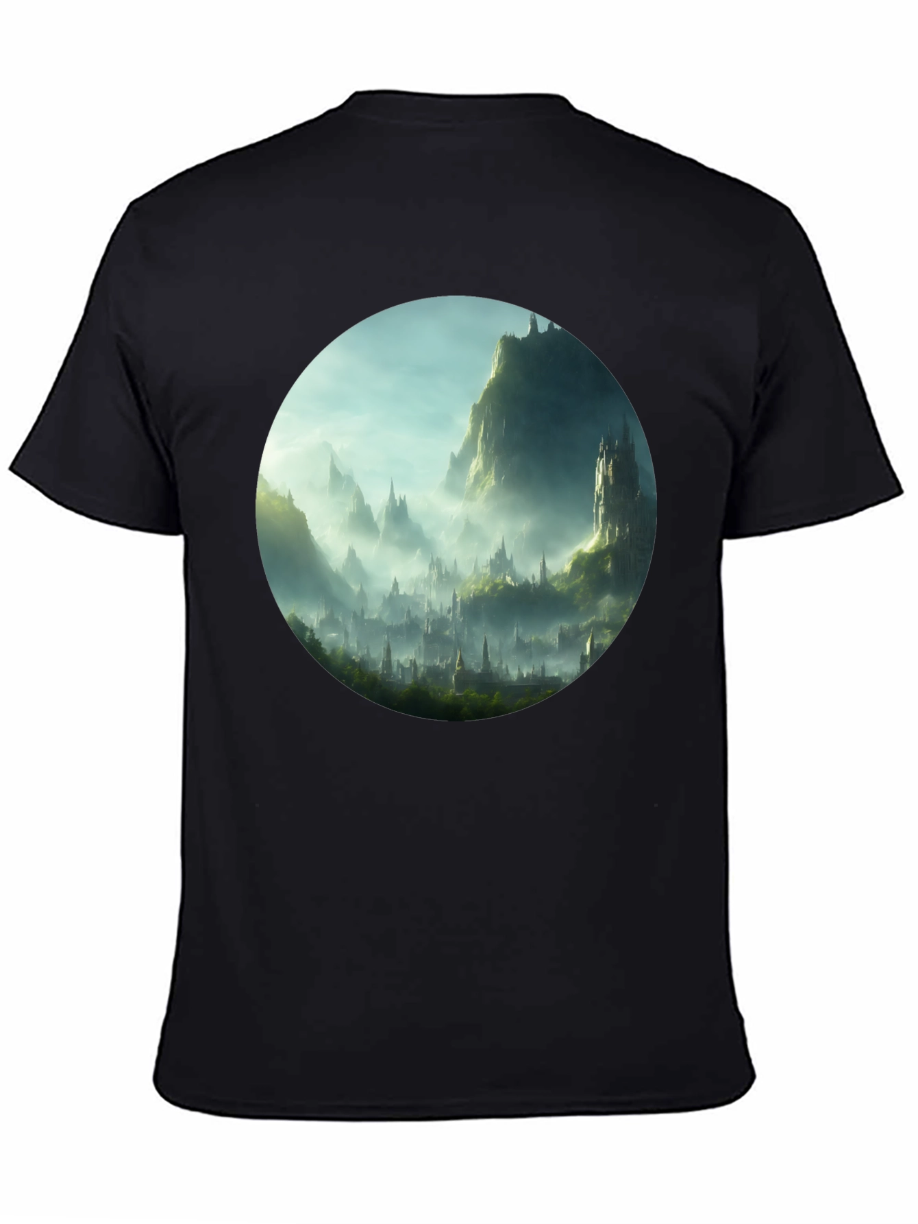 Fantasy Landscape Graphic Tee - Black