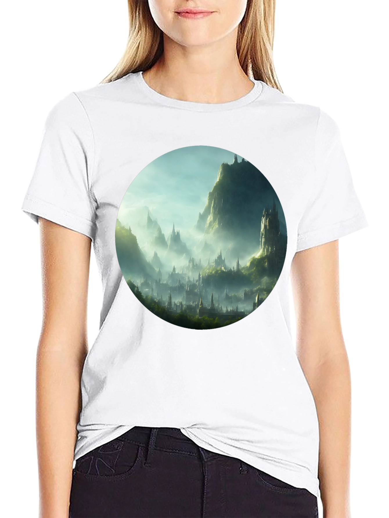 Fantasy Landscape Graphic Tee - Black