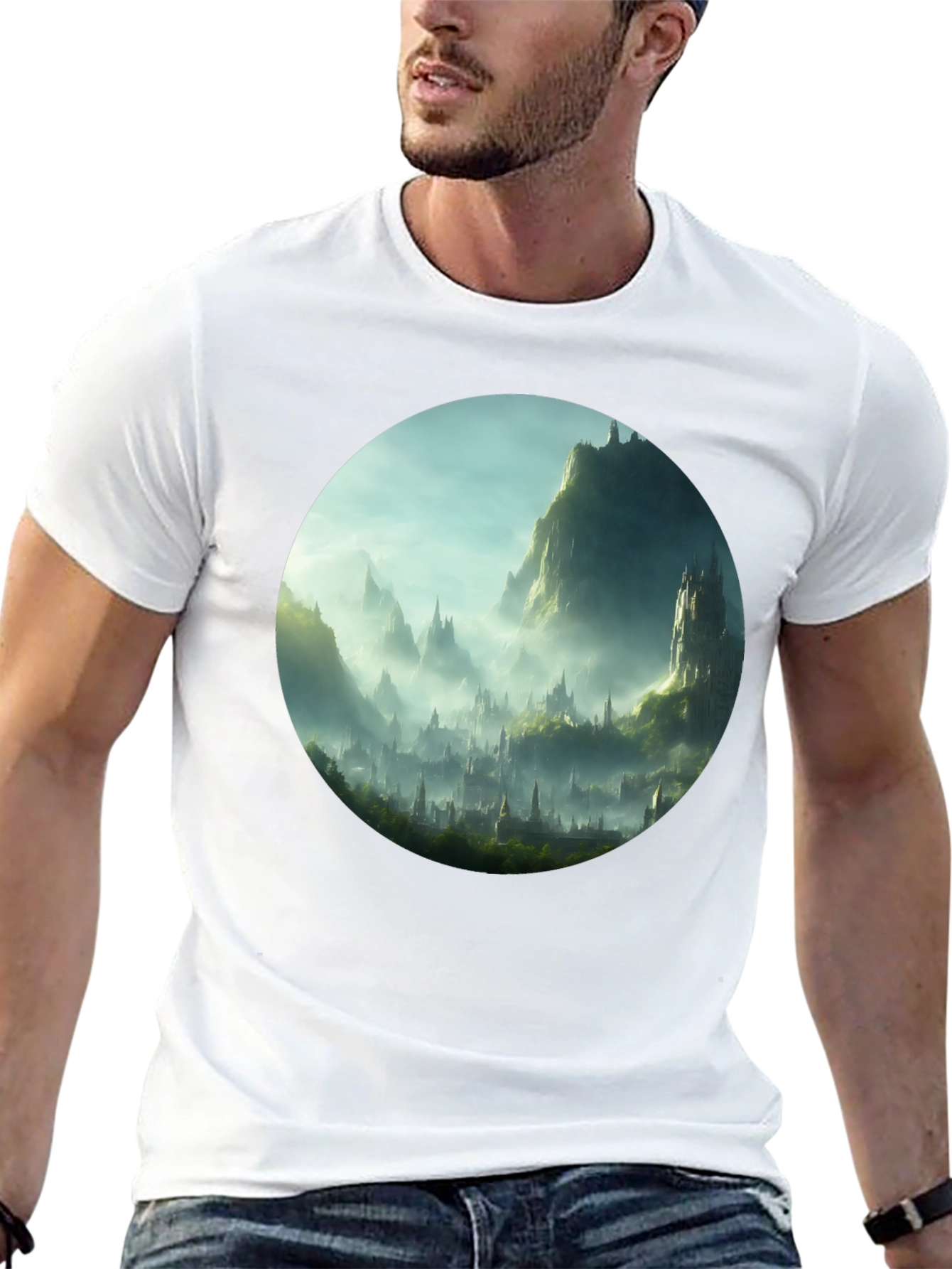 Fantasy Landscape Graphic Tee - Black