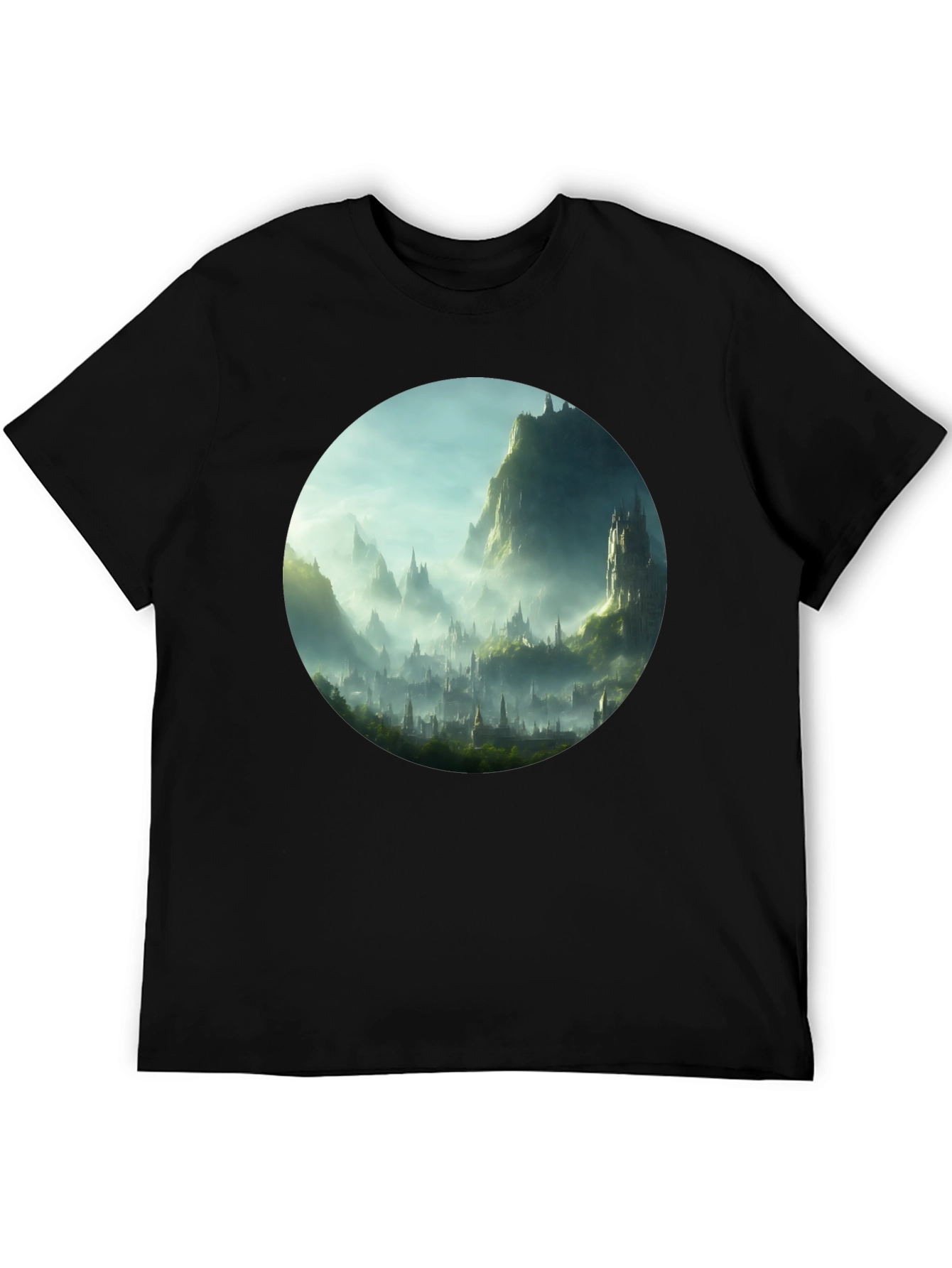 Fantasy Landscape Graphic Tee - Black