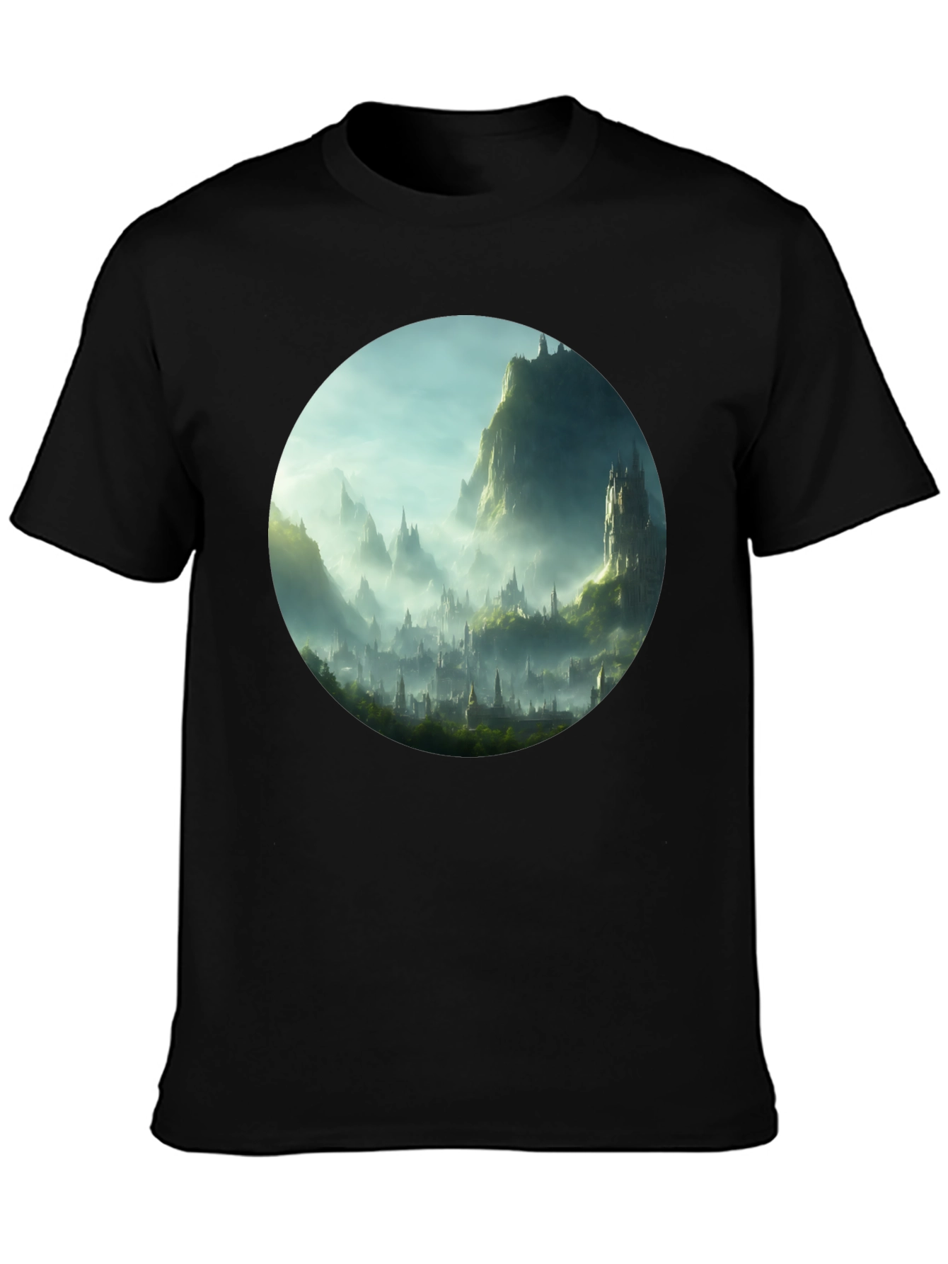Fantasy Landscape Graphic Tee - Black