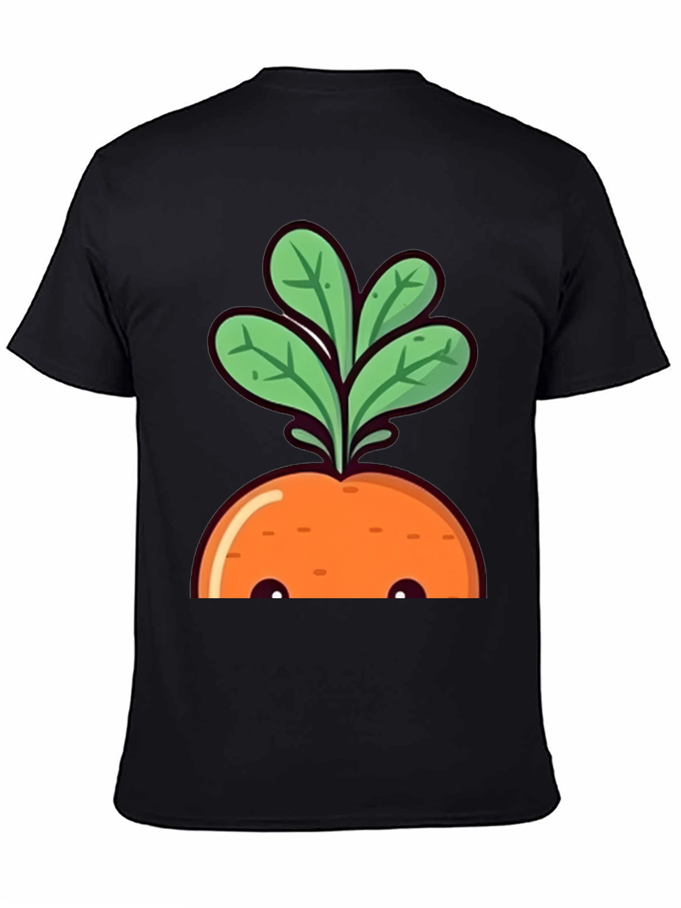 Cute Carrot Graphic Tee - Black Cotton T-Shirt