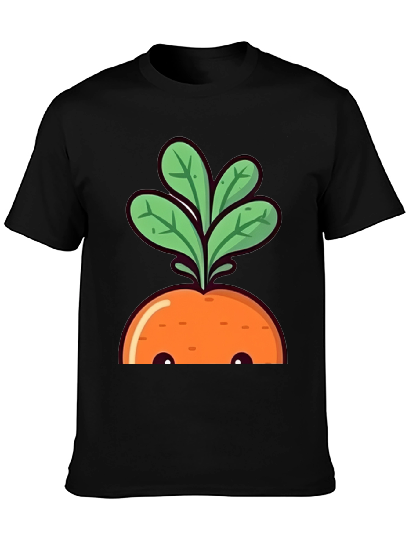 Cute Carrot Graphic Tee - Black Cotton T-Shirt