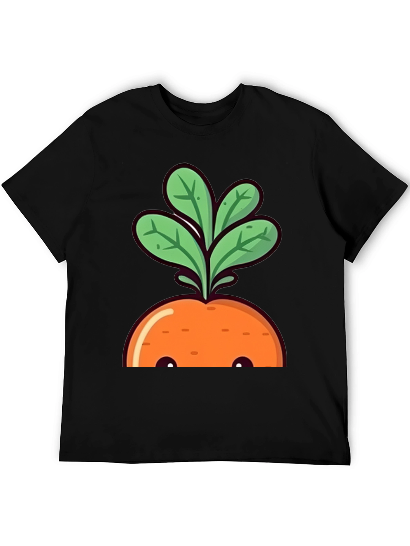 Cute Carrot Graphic Tee - Black Cotton T-Shirt