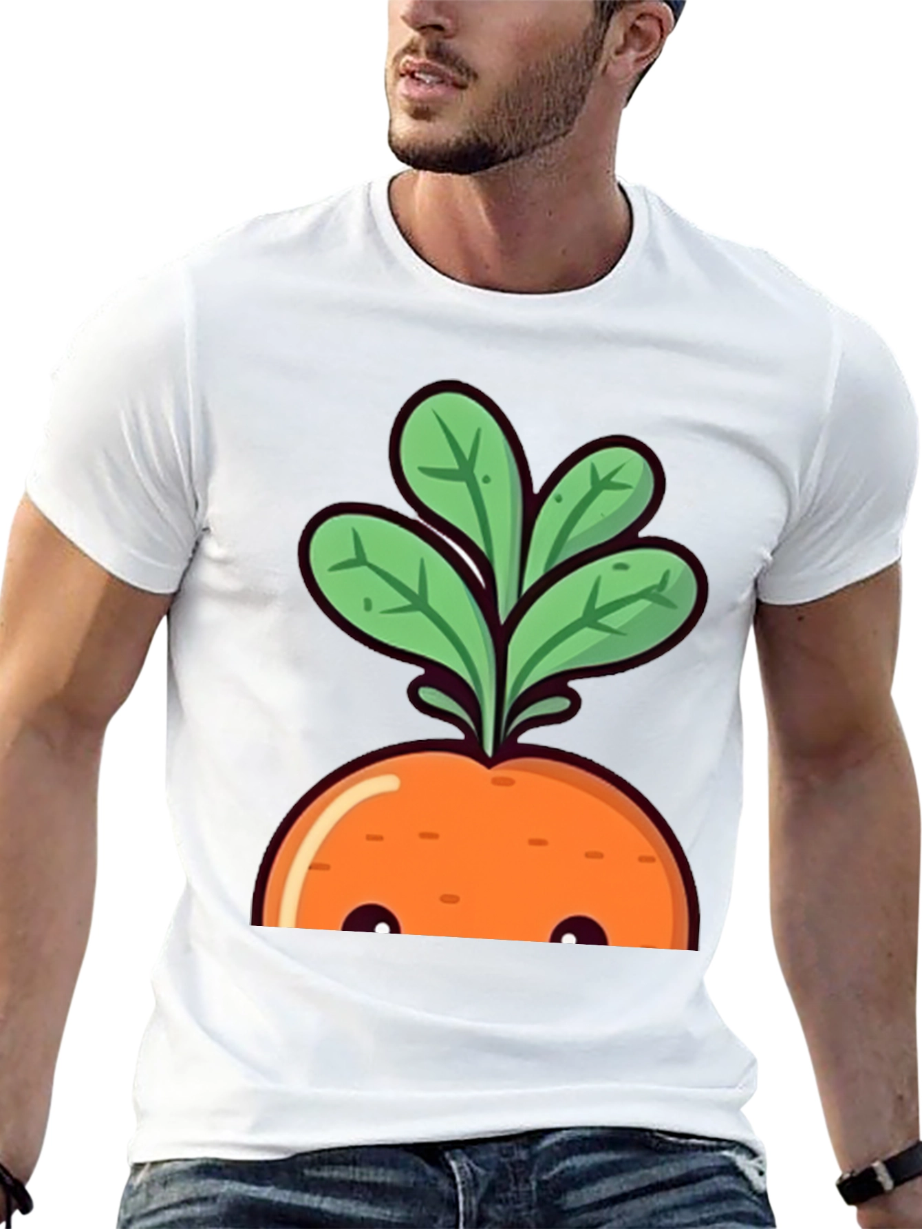 Cute Carrot Graphic Tee - Black Cotton T-Shirt